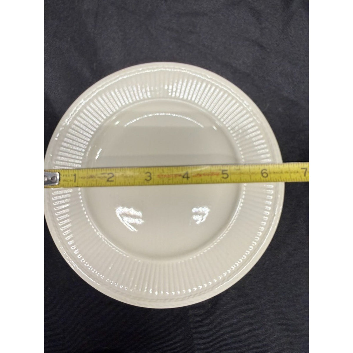 Set of 6 Wedgwood Edme Cream/ White Round Bread Plates Lined Rim 6.5" Vintage