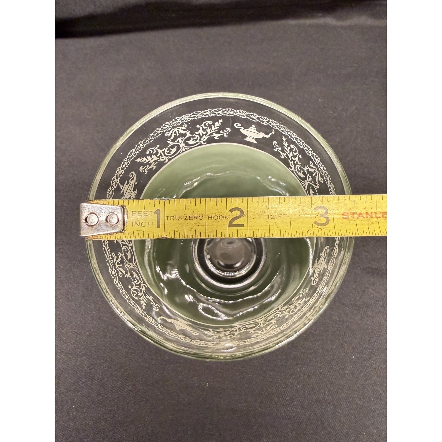 Set of 6 Wedgewood Jeanette Helllenic Sage green white Vintage glass tumblers 5”