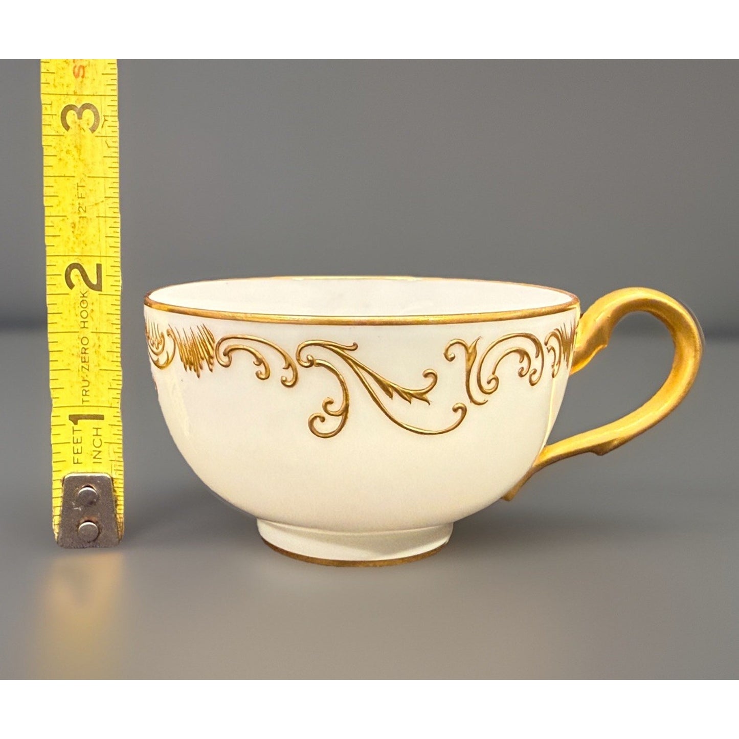 Antique Dore a Sevres Gold Gilded Encrusted Swirl tea Cup & Saucer France -READ