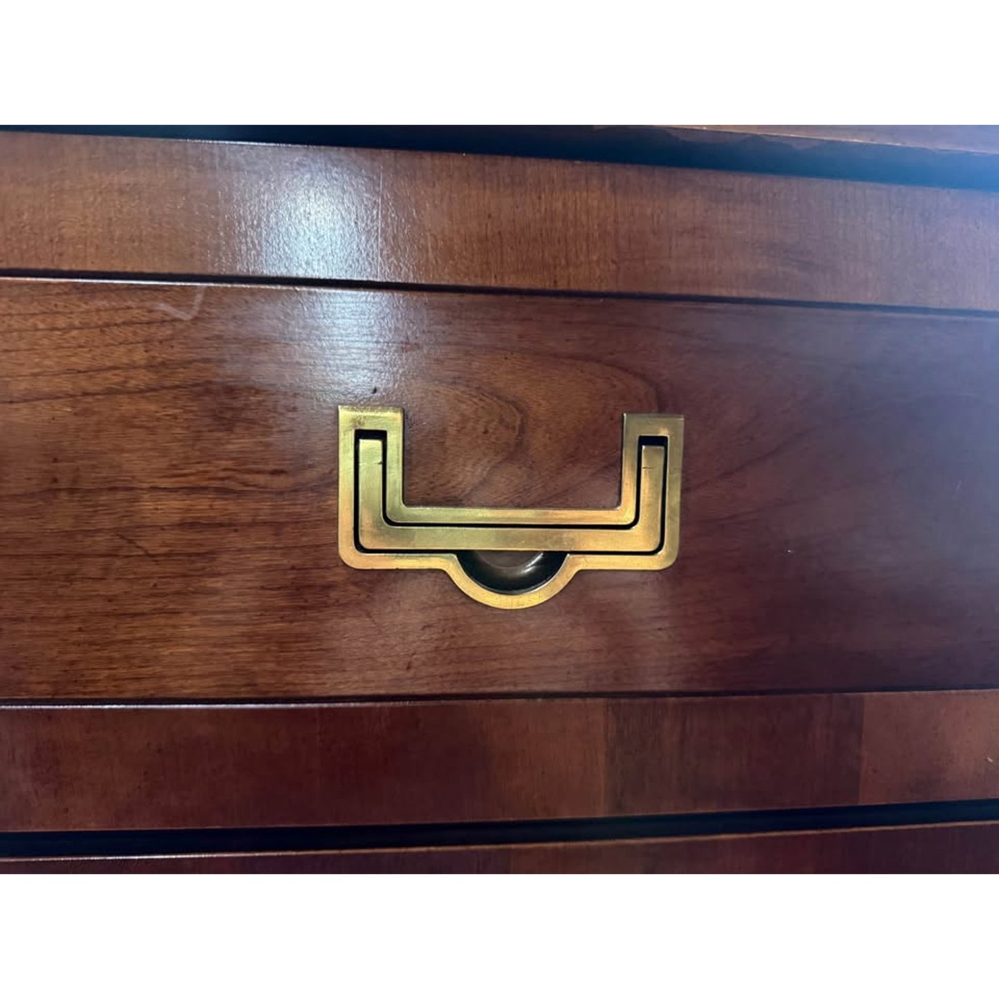 Mid century modern campaign style 9 drawer dresser/credenza brass handles