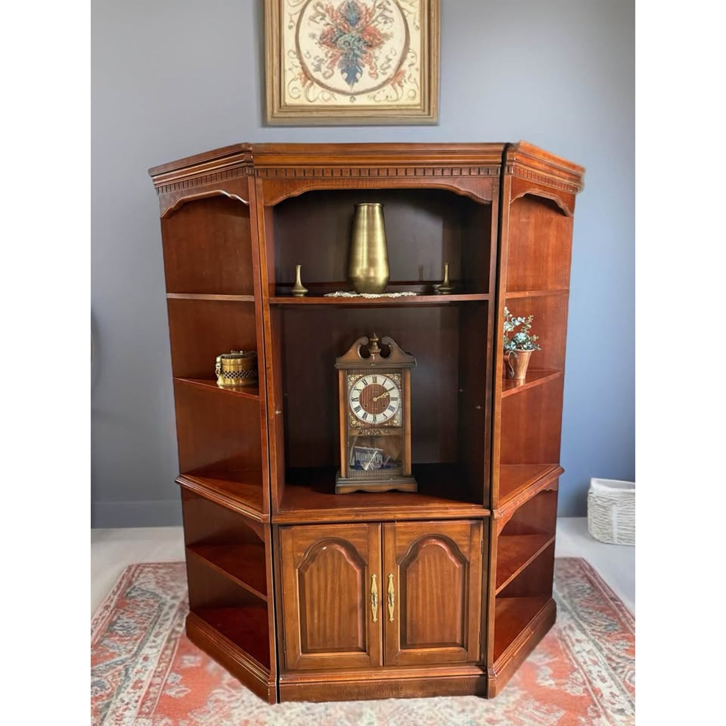 Beautiful 3 piece wood entertainment center/display shelves