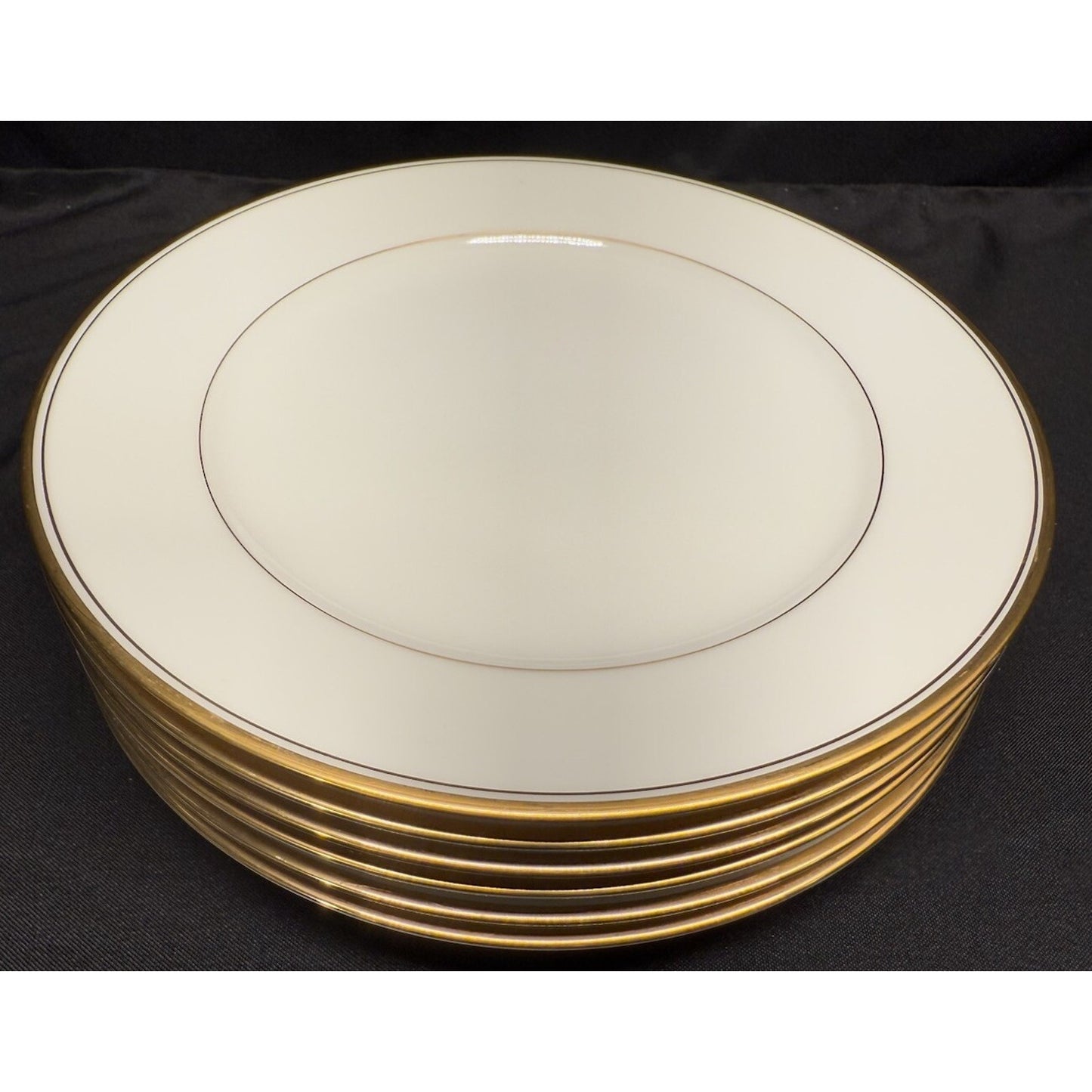 Set 6 Vintage Noritake Ivory China Linton 8.25” Round Salad Plates Gold Rimmed