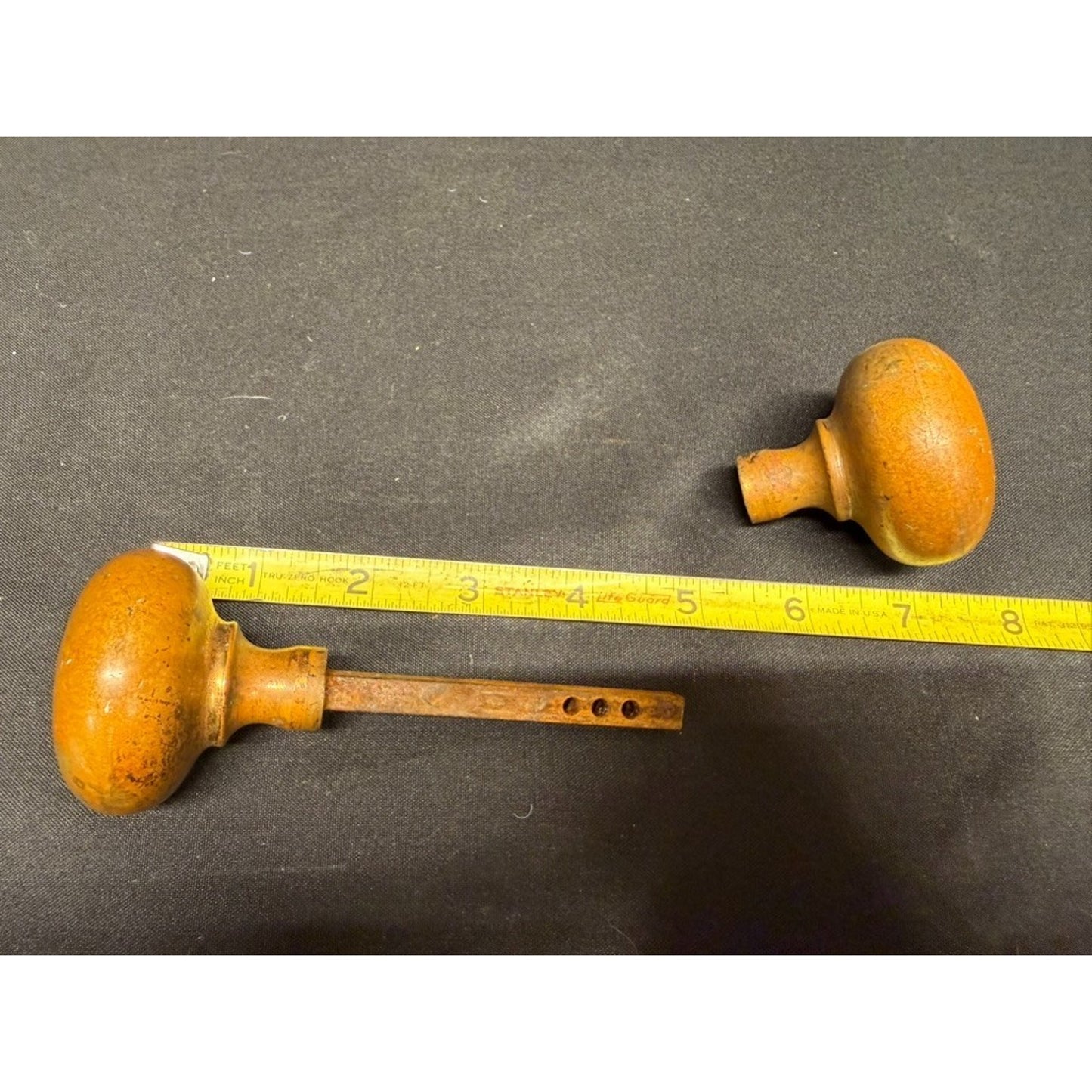 Antique Brass Door Knob Set with Spindle 2 inch knobs architectural salvage