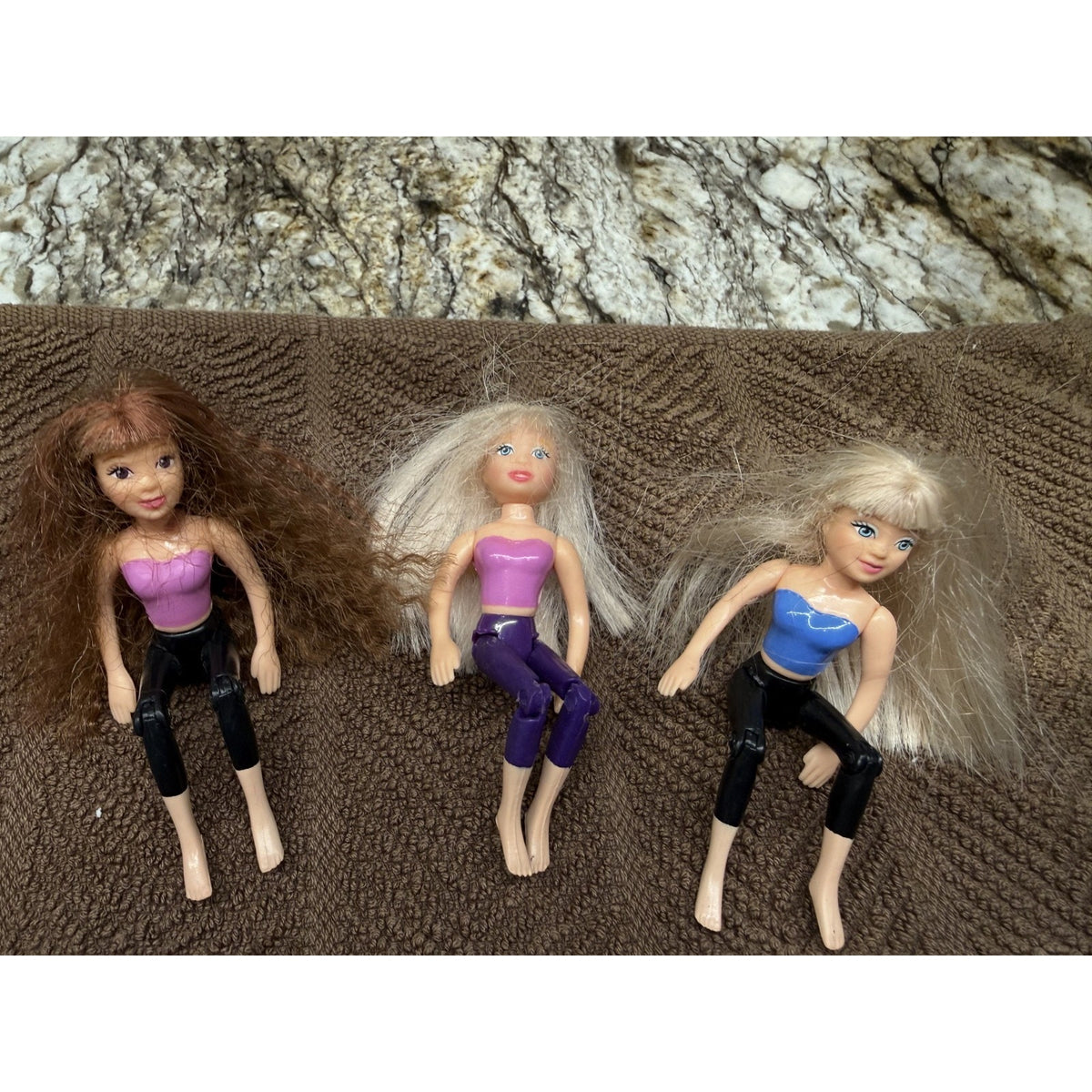18 Pc Polly Pocket Dolls Vintage 2000's with Brushable hair 3.75" tall