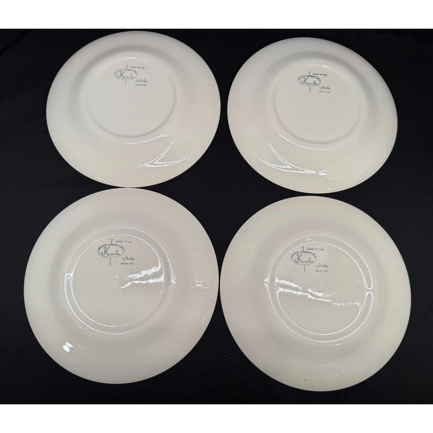 Knowles Fjord by Kalla 10” round Dinner Plates yellow starburst pattern MCM