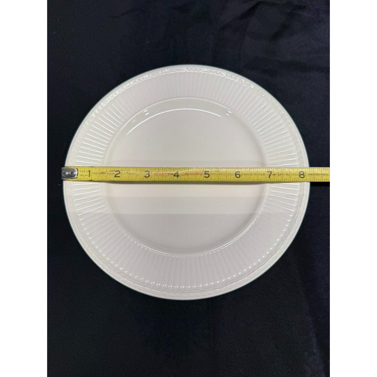 Set of 7 Wedgwood Edme Cream/ White Round Salad Plates Lined Rim 8.25" Vintage