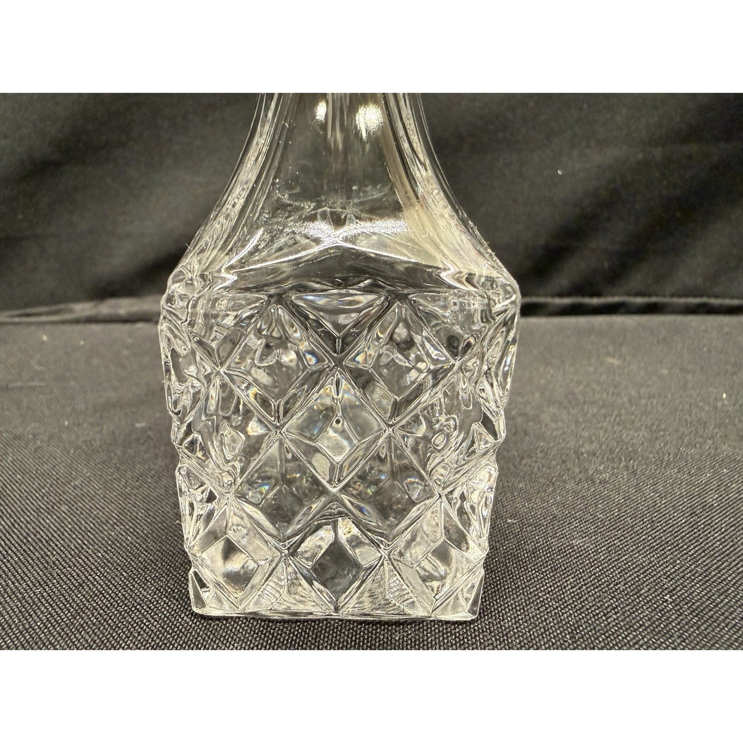 Rare Mini Crystal Clear Glass Cruets & Jam Jar W/ Spoon Set Of 3 Square Vintage
