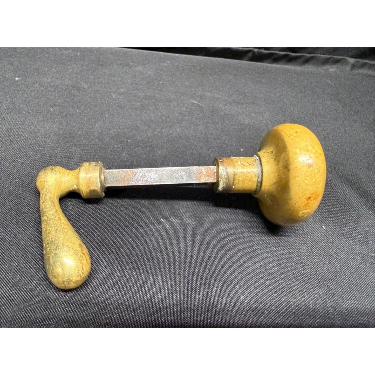 Antique 1880's Brass Doorknob with Drop Lever Handle Set architectural Salvage
