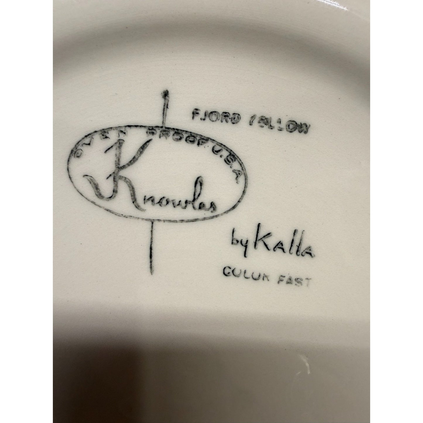 Knowles Fjord by Kalla 10” round Dinner Plates yellow starburst pattern MCM