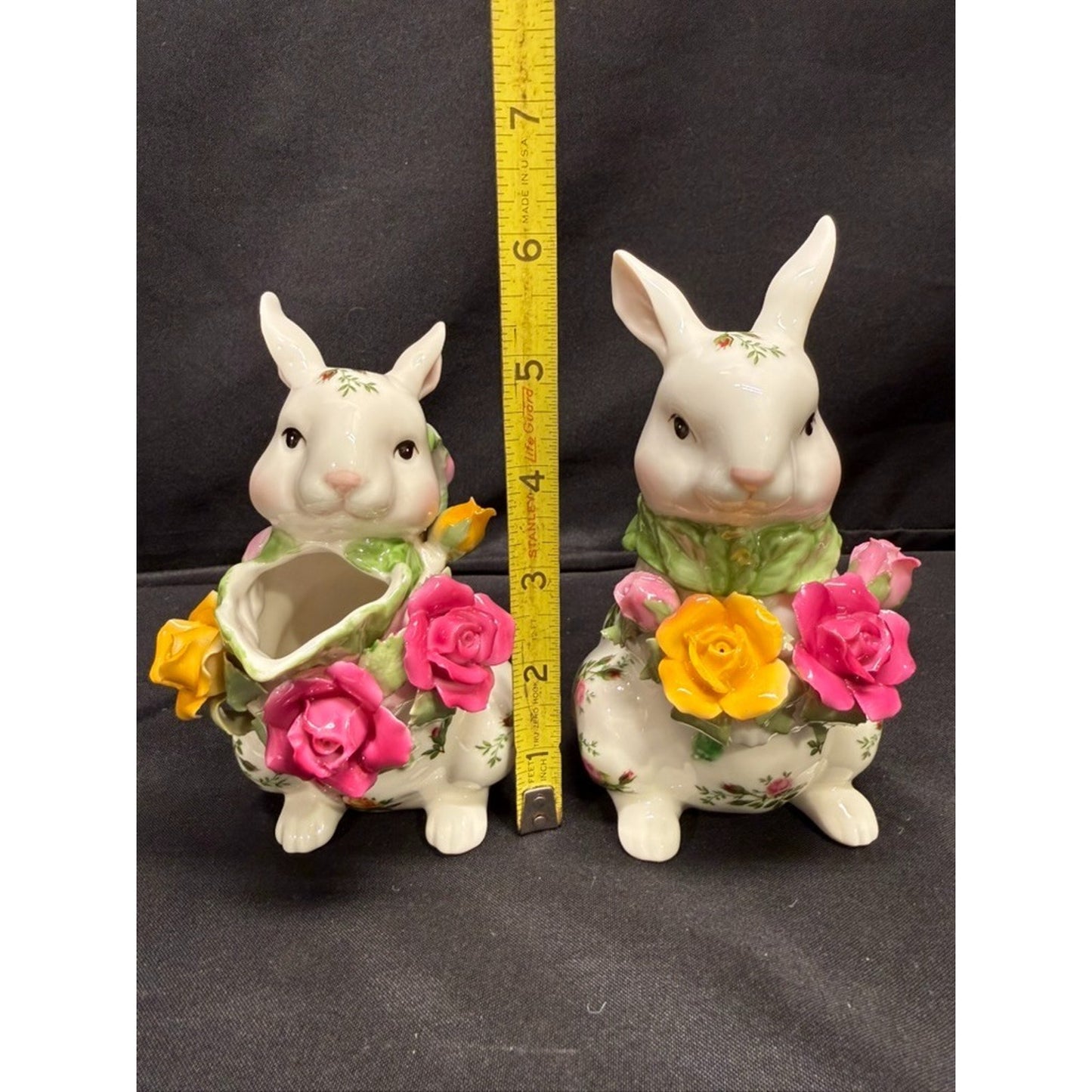 Pair of Royal Albert Old Country Roses Bunny Sugar Bowl & Creamer dish vintage