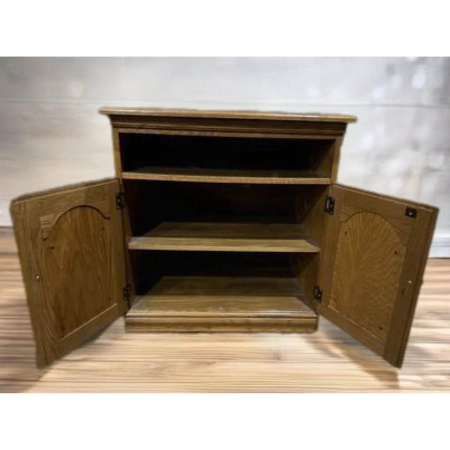Oak entertainment center/microwave cart / storage cabinet