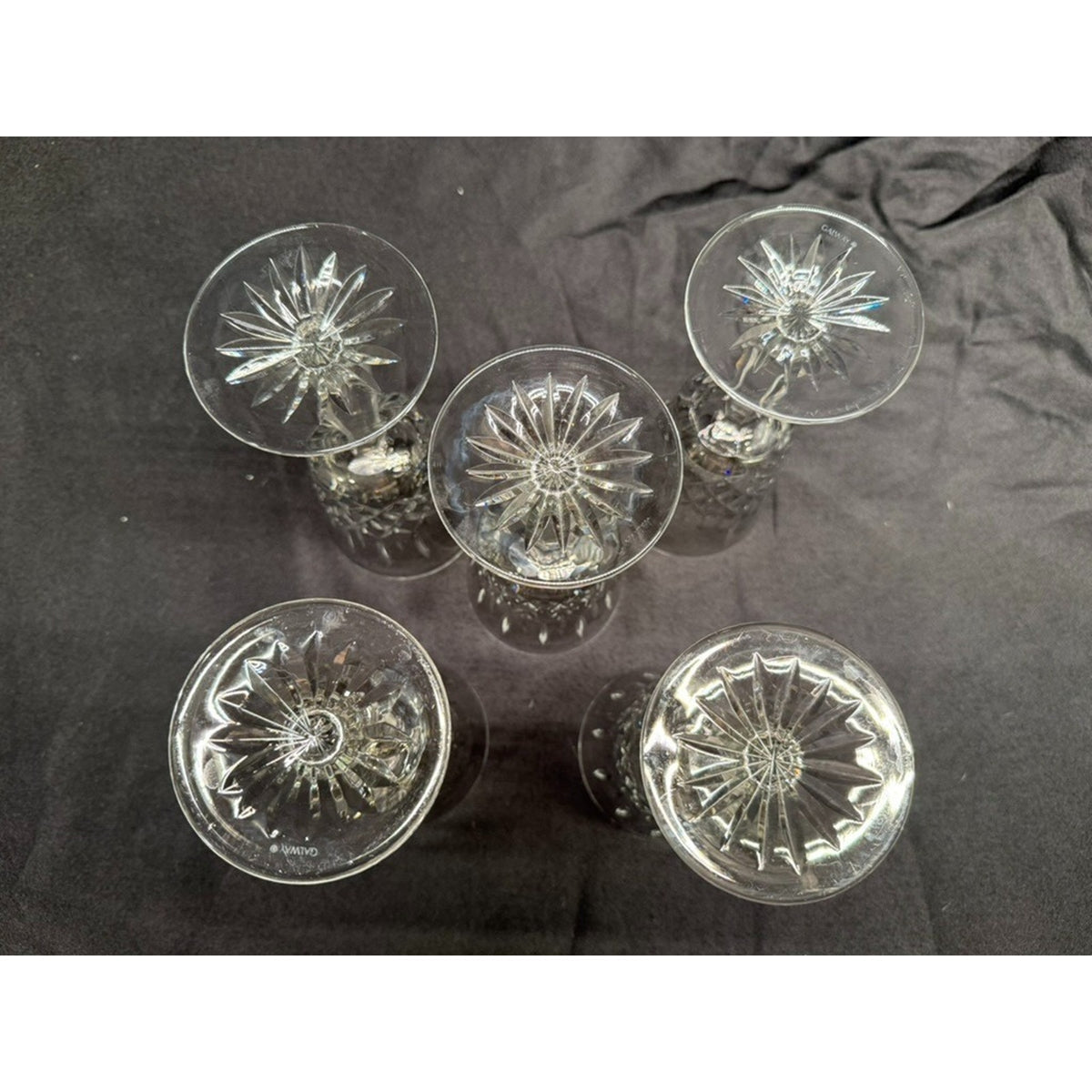 Set of 5 Galway Clifden Pattern Clear Crystal Wine Glasses /goblet Vintage 7.75"