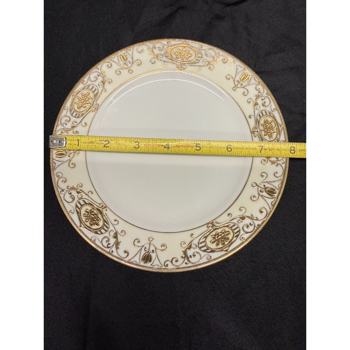 Set of 3 Noritake "Christmas Ball" 7.75" Salad Plates Round Gold Encrusted VTG