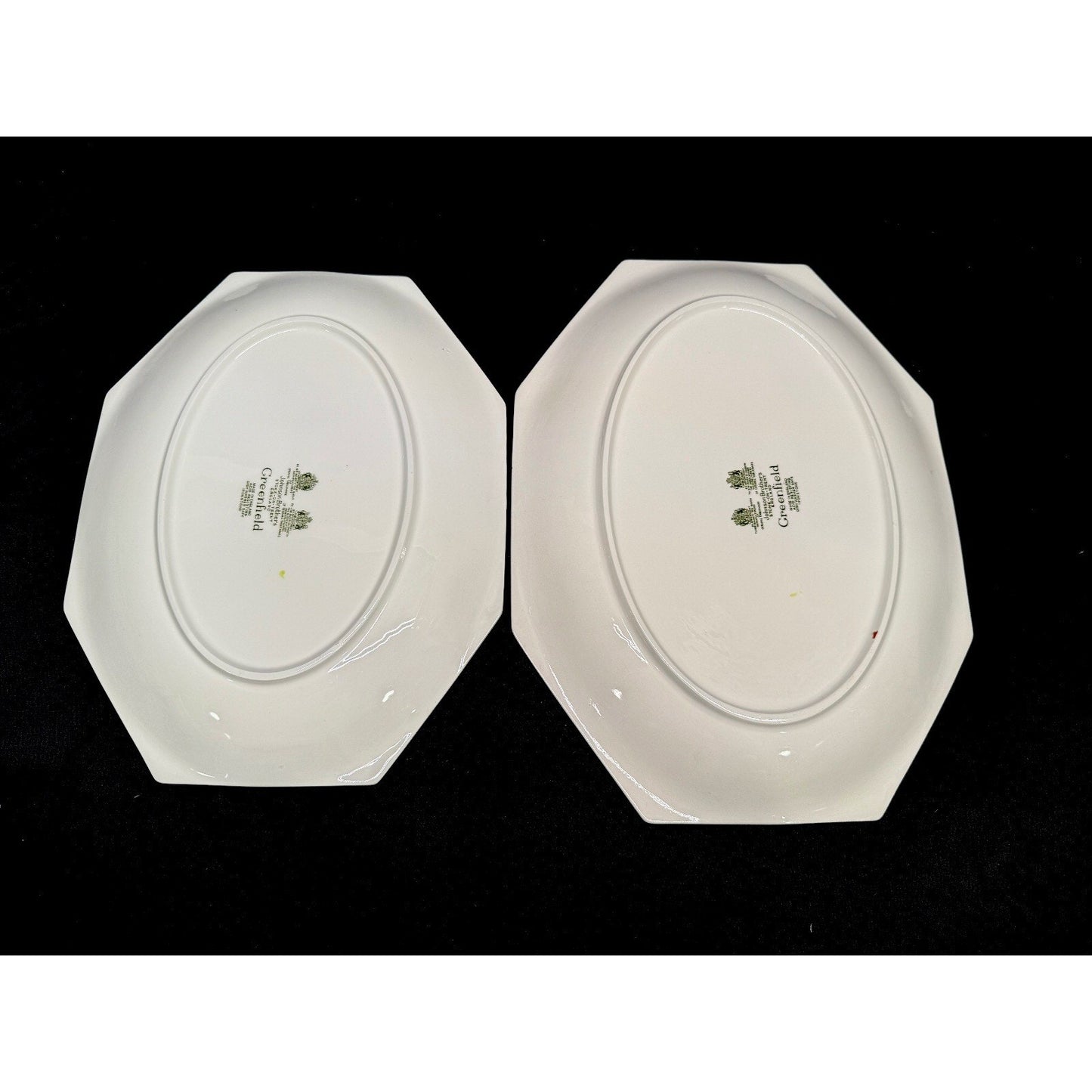 Set of 2 Johnson brothers Greenfield oval/ octagon platters 13.75” & 15.25” VTG