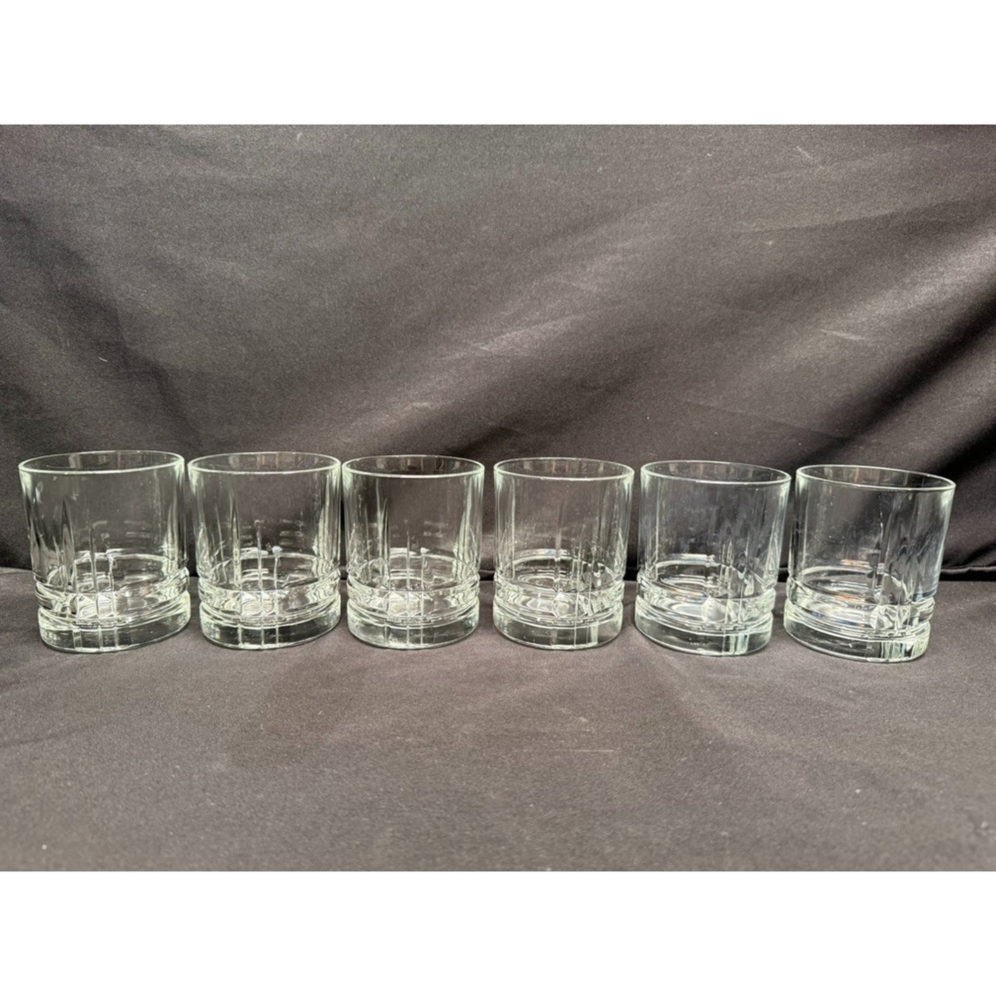 Set of 6 clear old fashioned whisky rocks glasses 4" small tumblers round USA