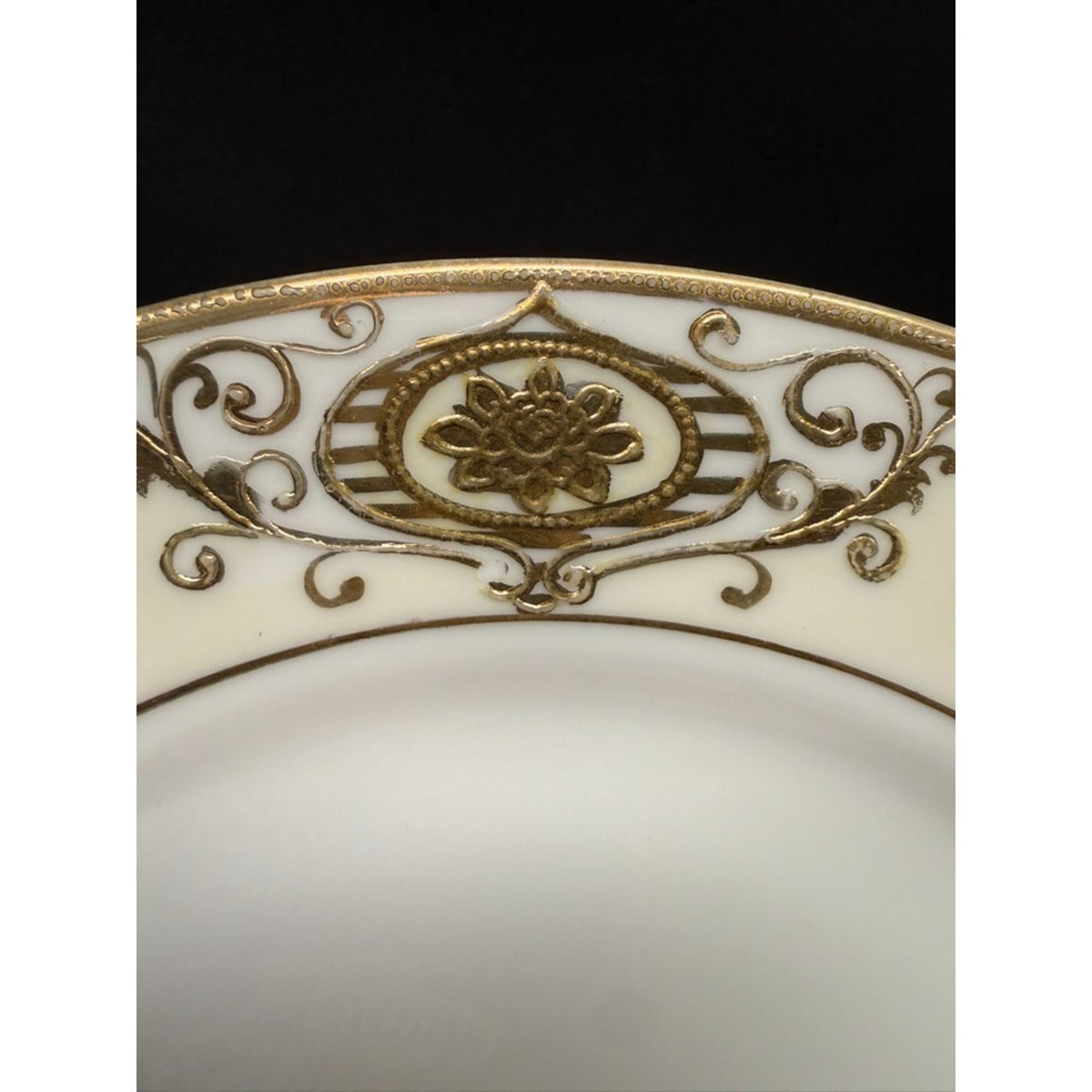 Set of 3 Noritake "Christmas Ball" 7.75" Salad Plates Round Gold Encrusted VTG