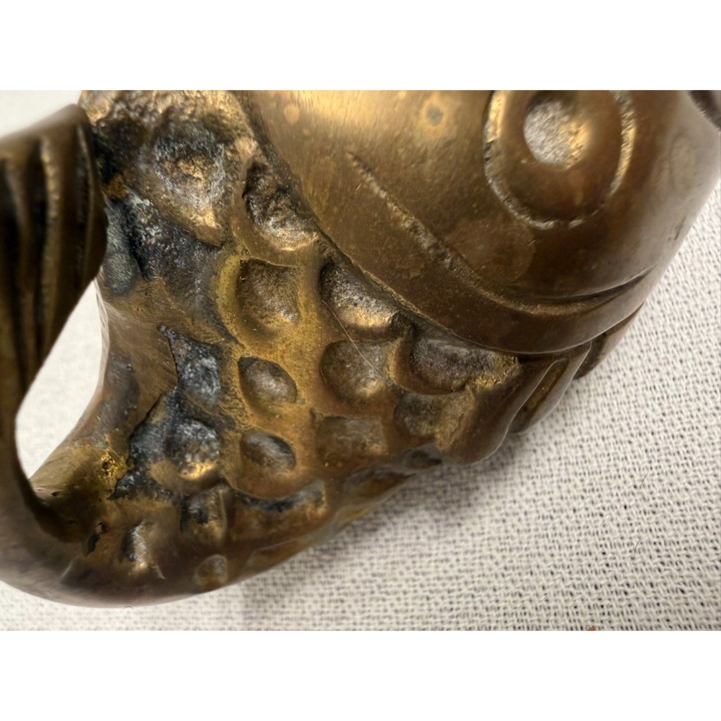 Walter Bosse Mid Century Modern Fish Sculpture Brass Ashtray 1950s 3.5" x2.5"