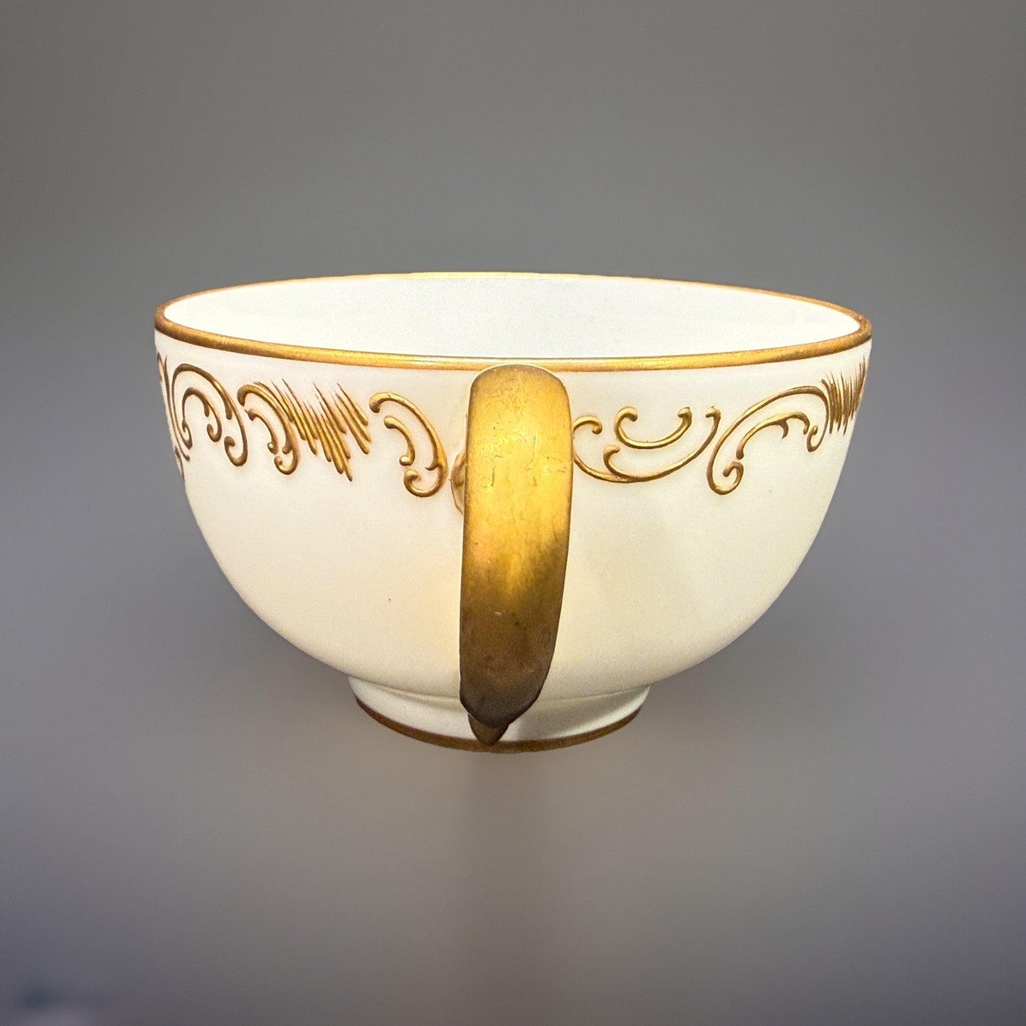 Antique Dore a Sevres Gold Gilded Encrusted Swirl tea Cup & Saucer France -READ