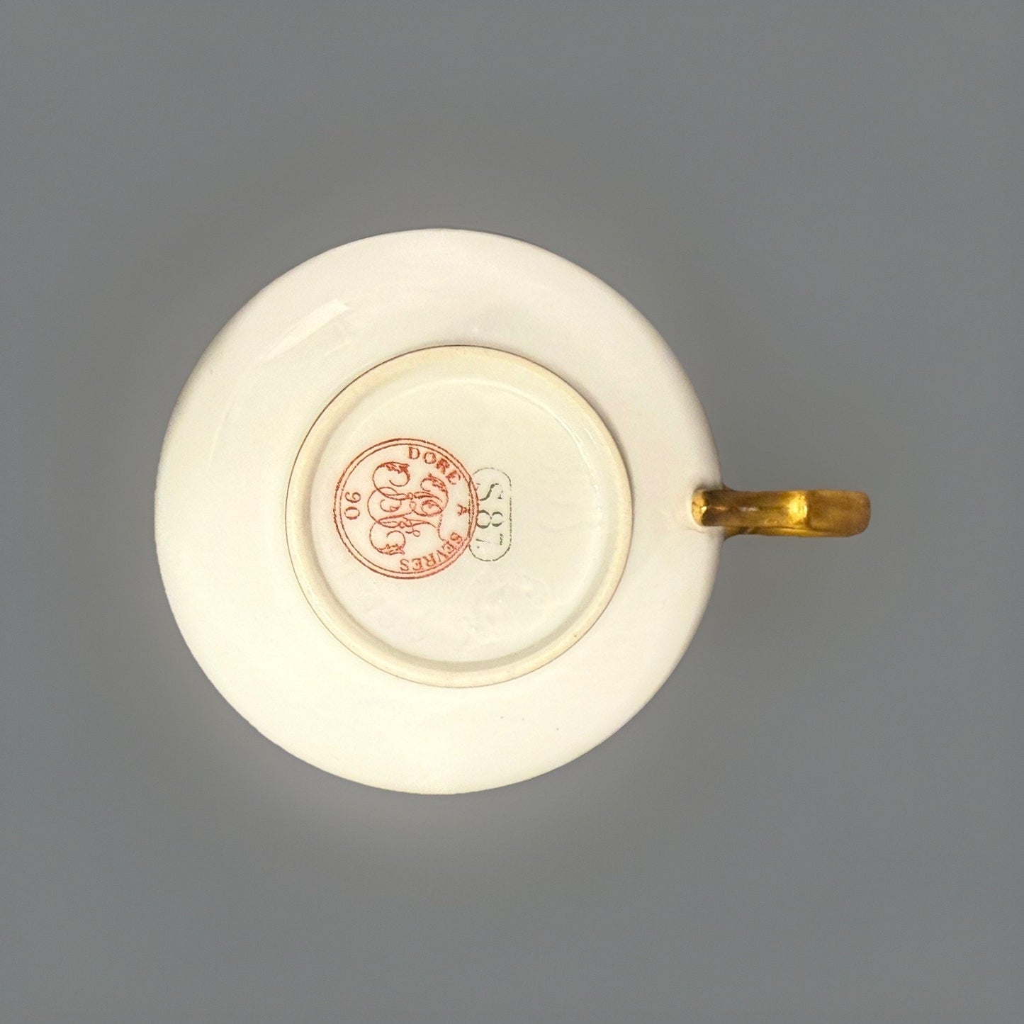 Antique Dore a Sevres Gold Gilded Encrusted Swirl tea Cup & Saucer France -READ