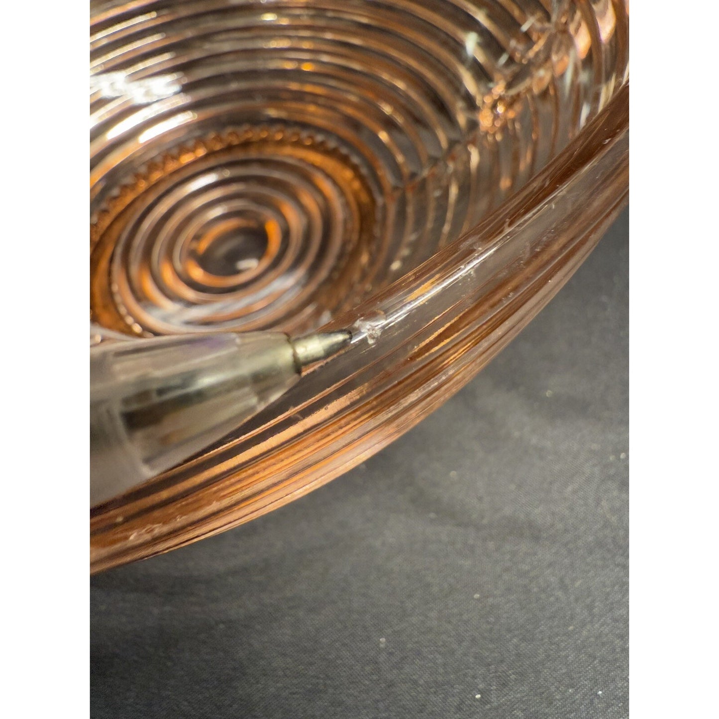 Anchor Hocking 1930s Pink Manhattan Depression glass pedestal bowl with handles