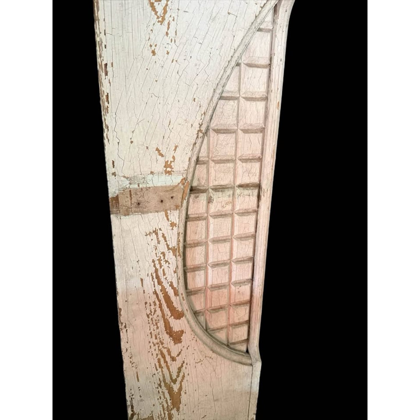 Antique wooden fire place mantel architectural salvage distressed white