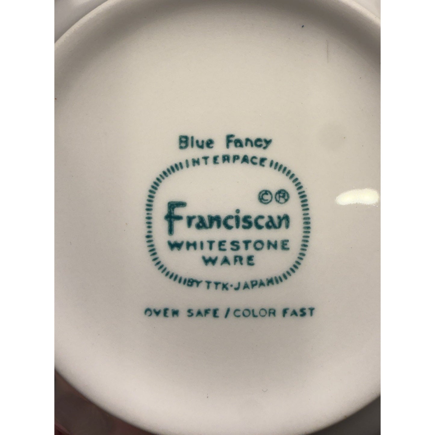 Franciscan Blue Fancy Whitestone Cereal Bowls White Blue Round 6” x 2” set of 4