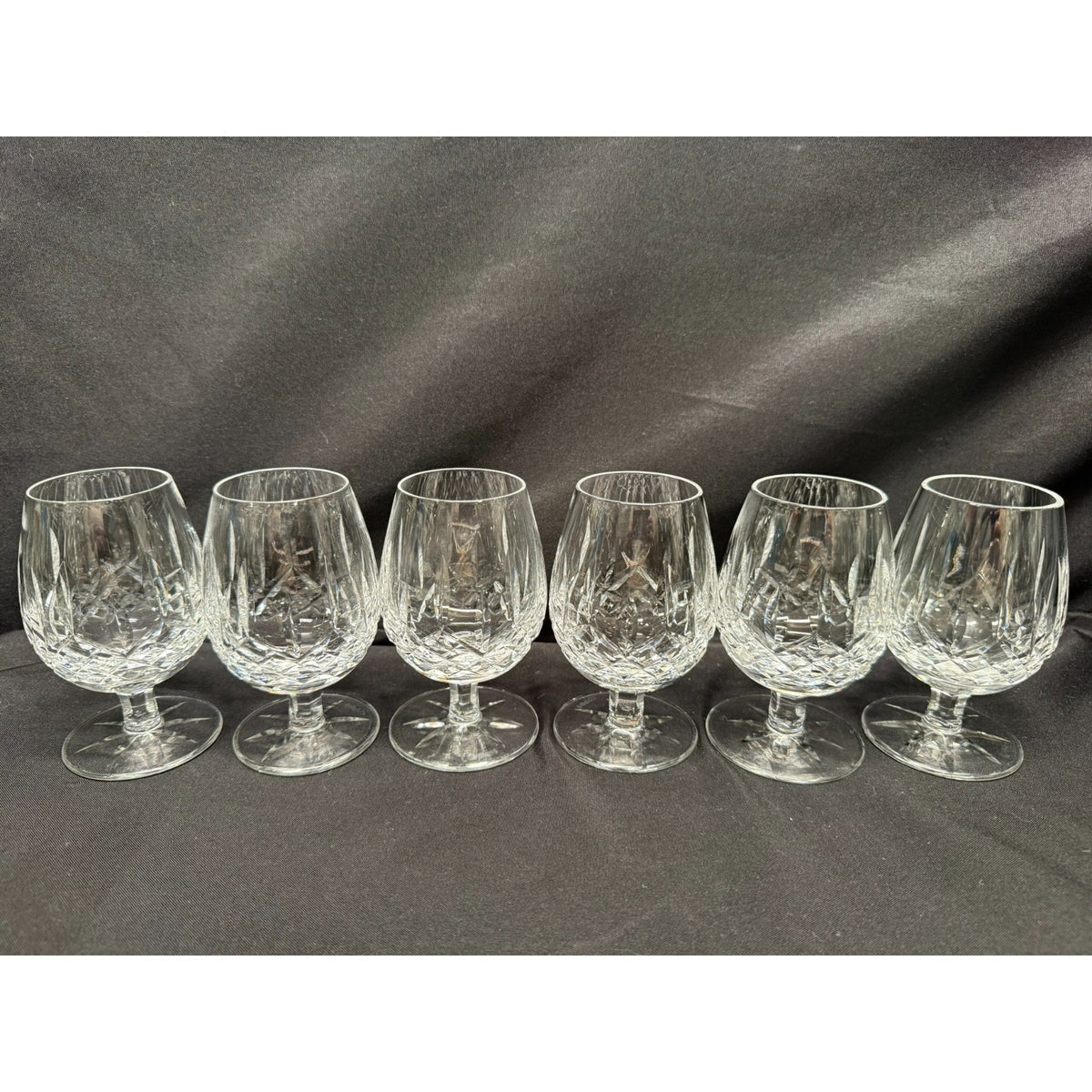 Set Of 6 Waterford Crystal Lismore Brandy Snifter Glasses Small goblets 4.5" VTG