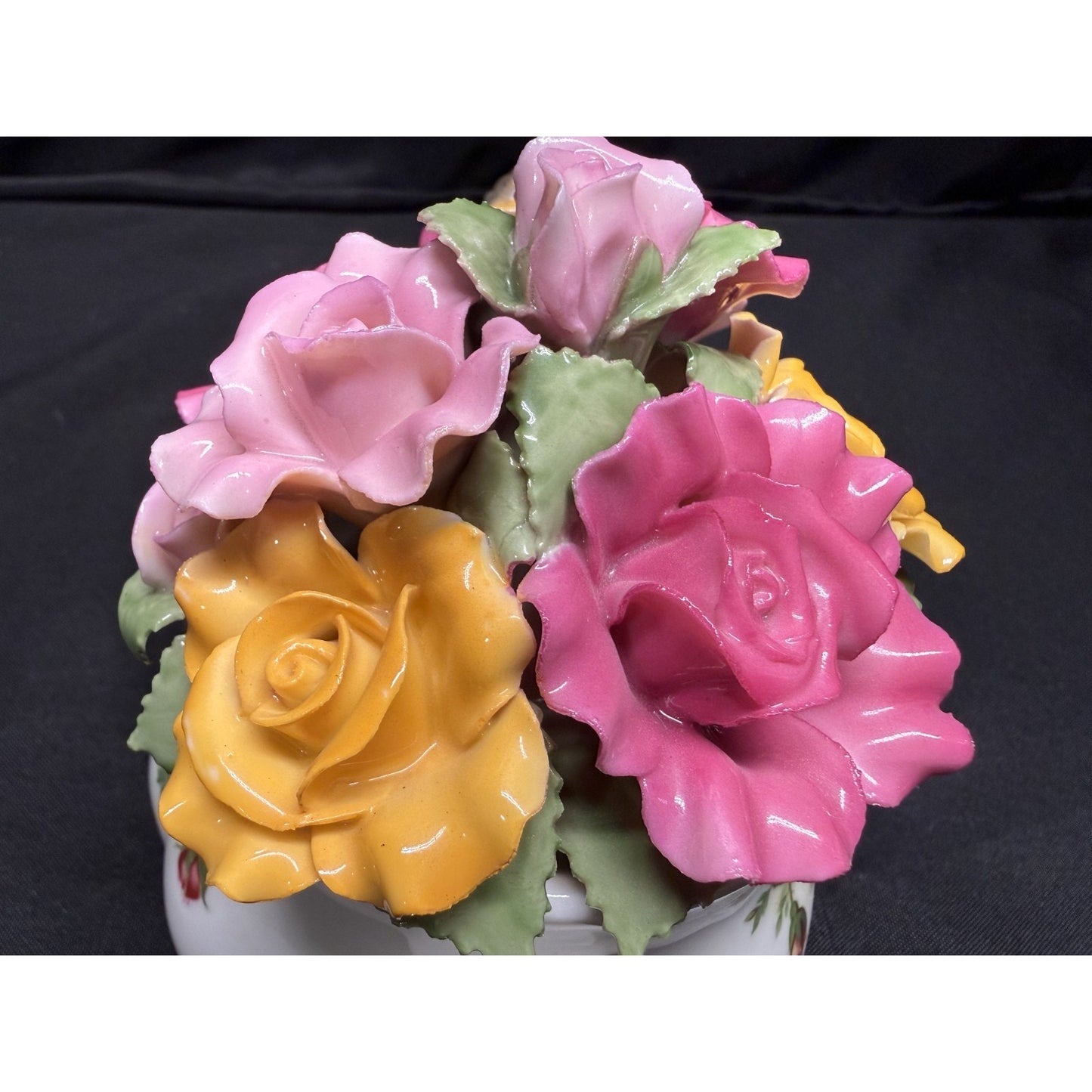 RARE Royal Albert Old Country Roses Floral Teapot Music Box Vintage WORKING!