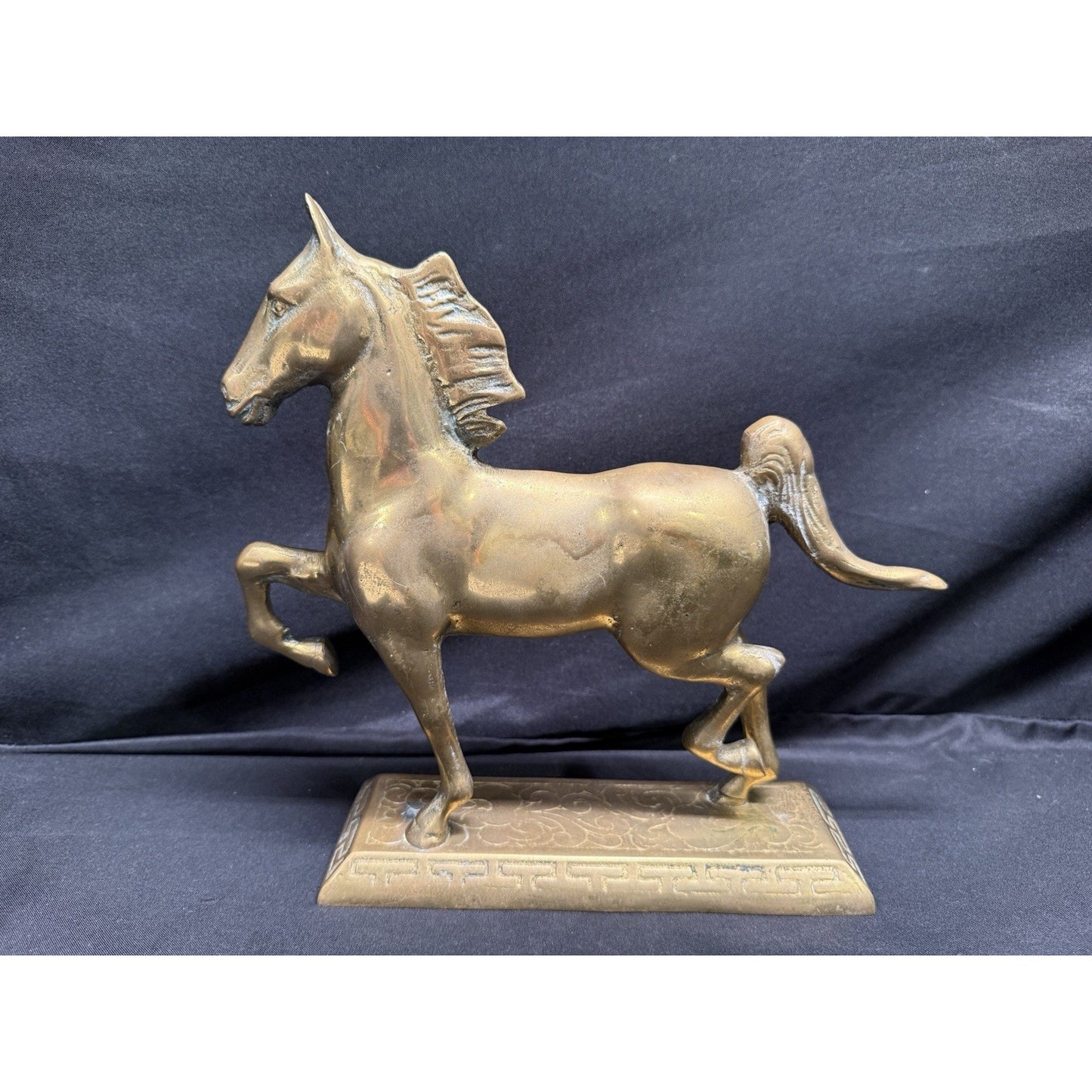 Williamsburg Pottery Factory Solid Brass Horse Statue Vintage 10” Equestrian