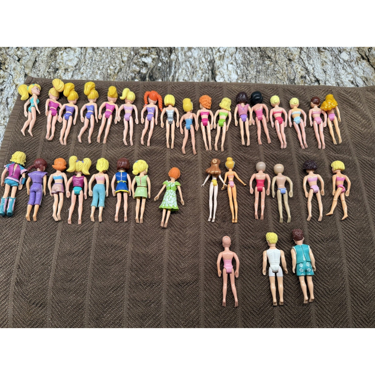 34 Pc Polly Pocket Dolls Including 2 Rick Dolls & Disney 3.5-4" tall Vintage
