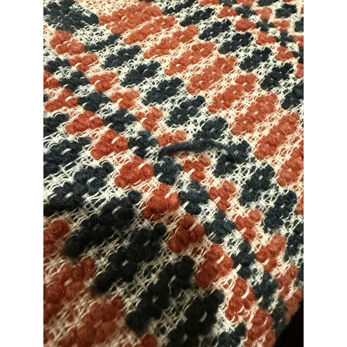 Antique Wool Overshot Coverlet Handwoven 4 Pattern Red Black White Full/queen