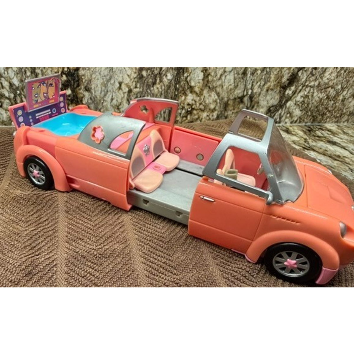 Lot of 5 Polly Pocket Cars Vintage Jeep Stretch Limo Convertable Love Bug Toys