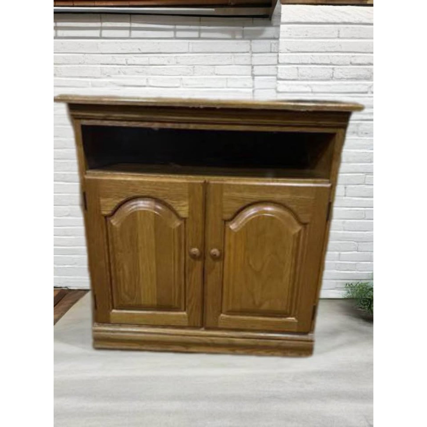 Oak entertainment center/microwave cart / storage cabinet