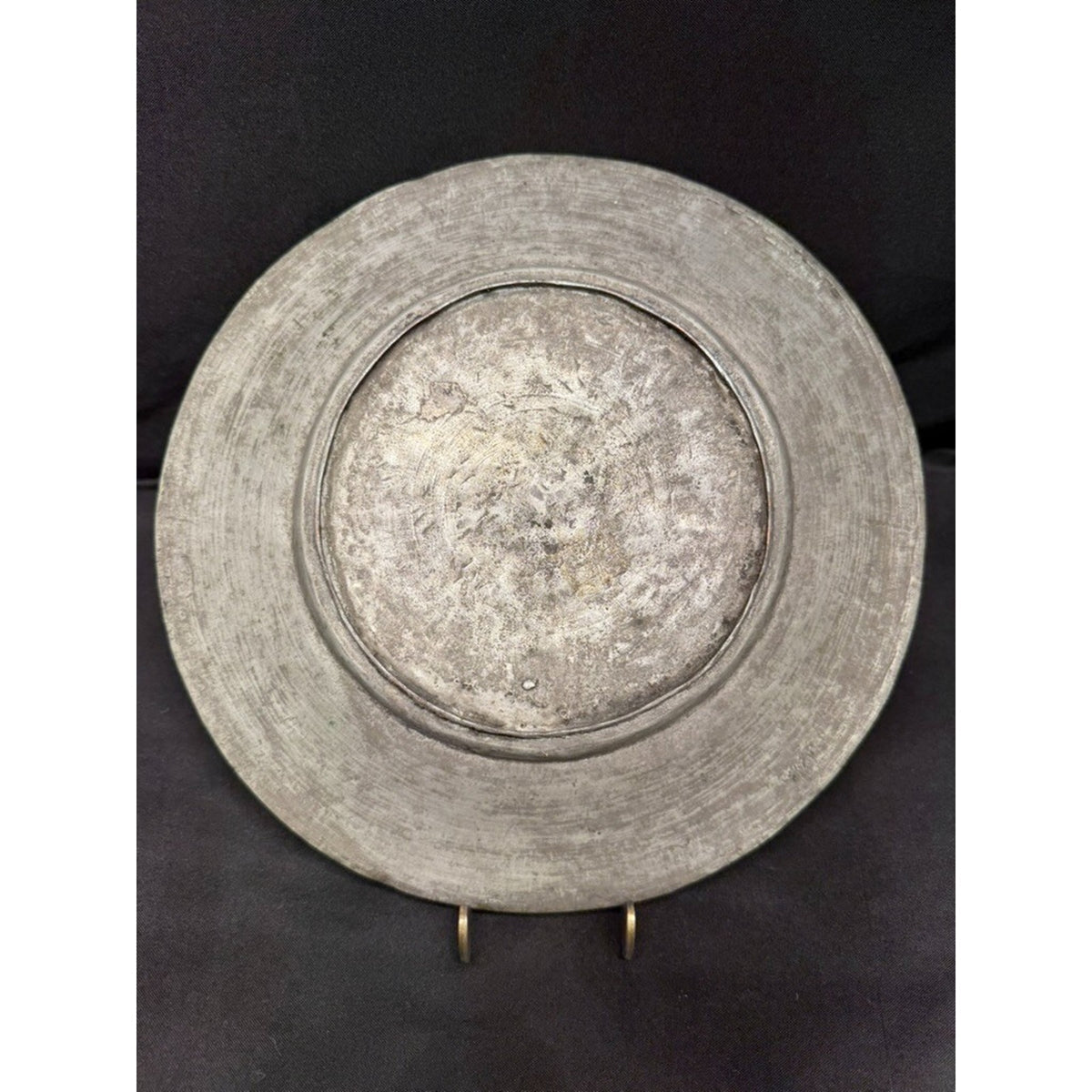 Antique Egyptian Tin Coated Copper Plate 10.25" Round Hand Forged Engraved Decor