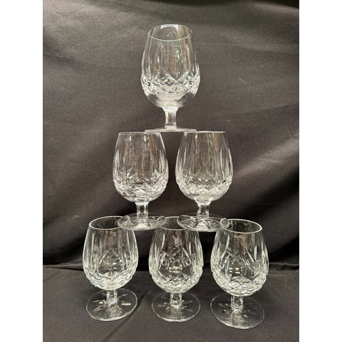 Set Of 6 Waterford Crystal Lismore Brandy Snifter Glasses Small goblets 4.5" VTG