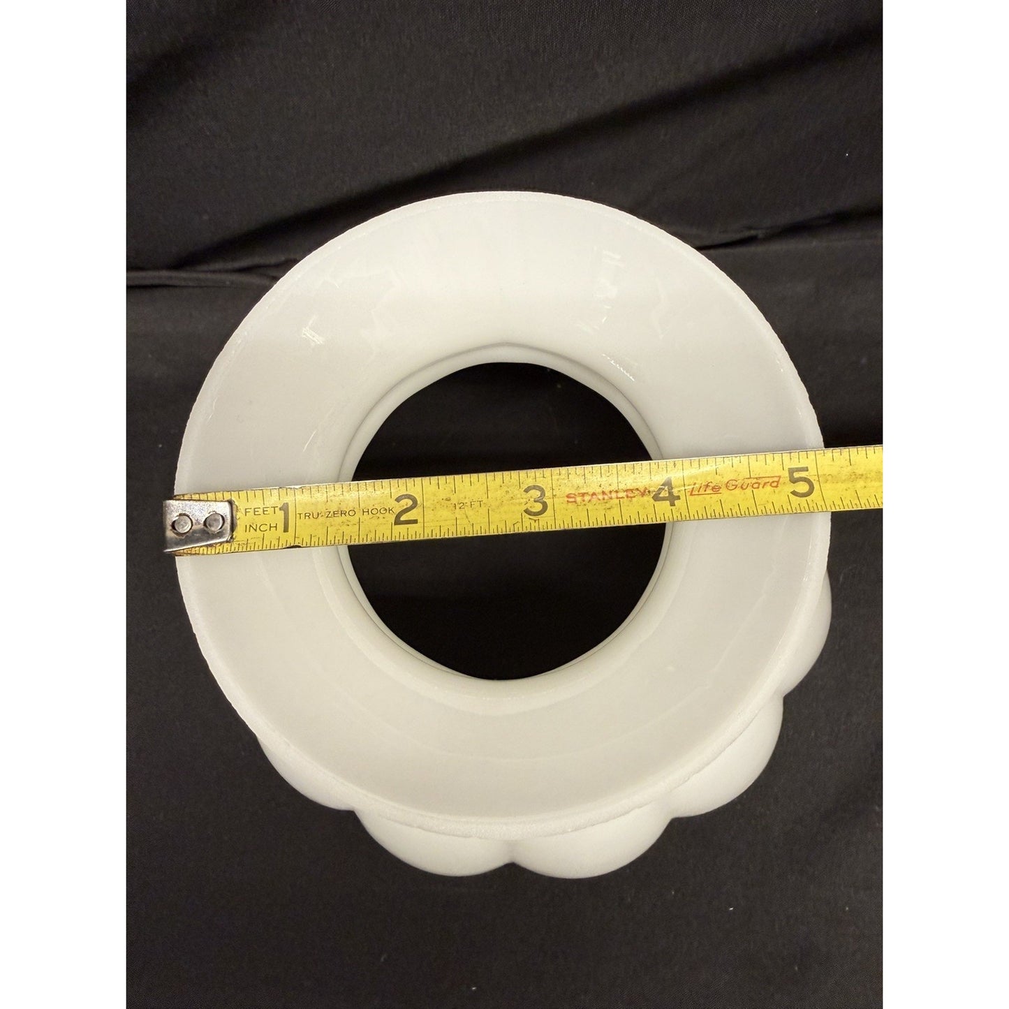 B & P opal White milk glass Melon shade style student Lamp Shade hand blown 6”