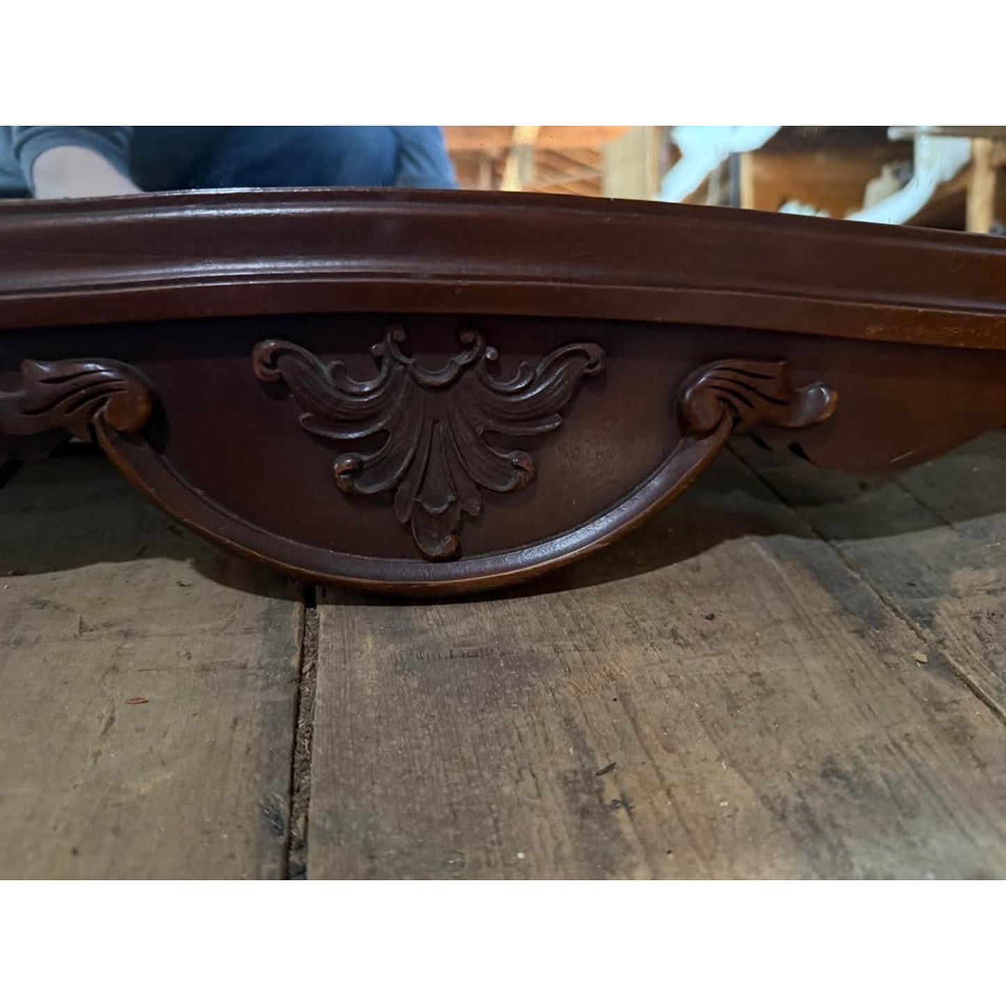 Antique french style mahogany wall mirror with beautifully carved flowers
