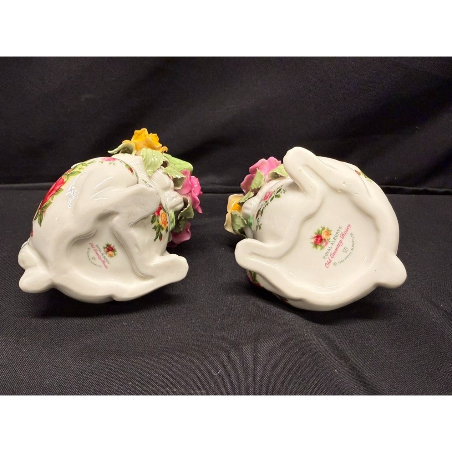 Pair of Royal Albert Old Country Roses Bunny Sugar Bowl & Creamer dish vintage