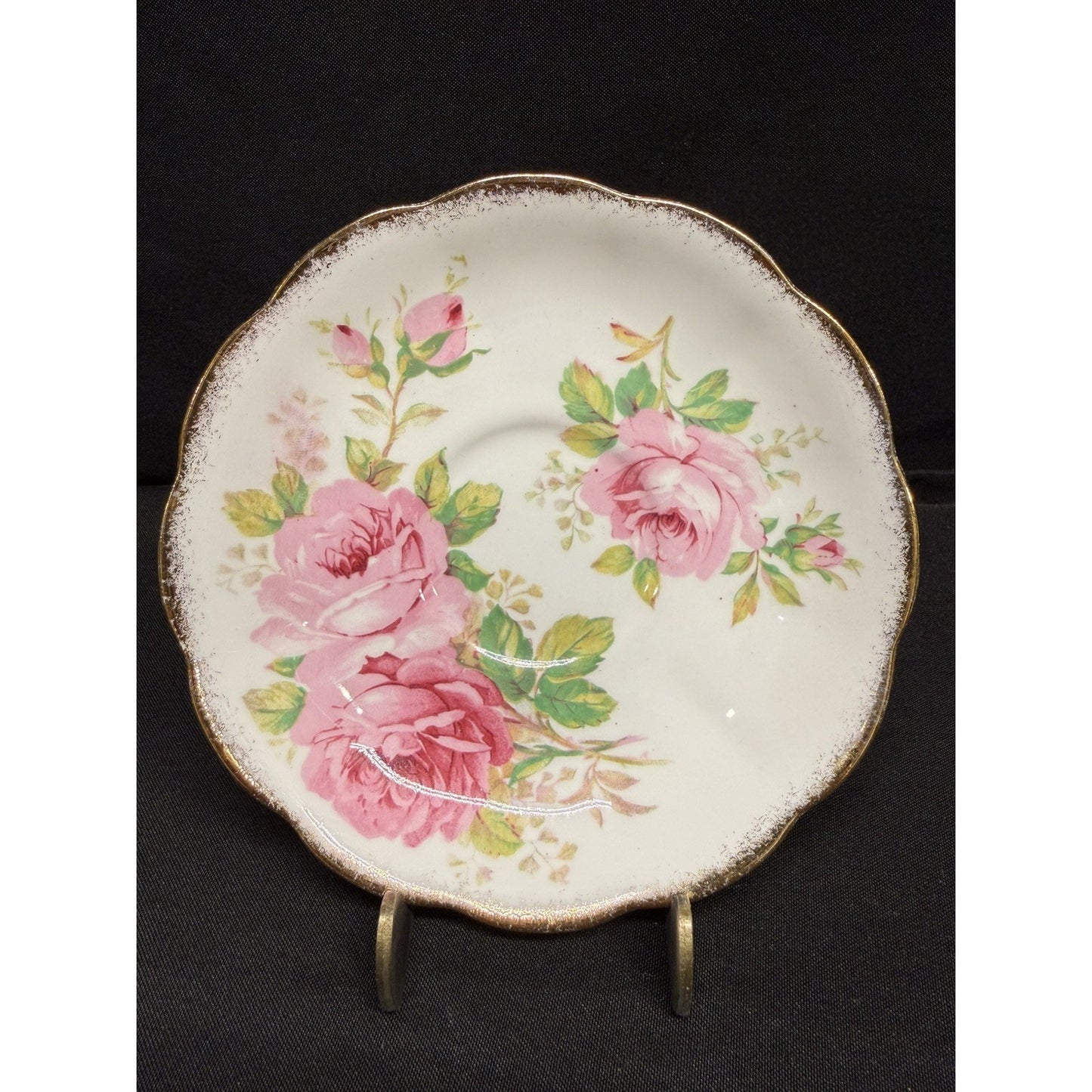 Vintage Royal Albert American Beauty Tea Cup and Saucer Pink Roses Gold Trim