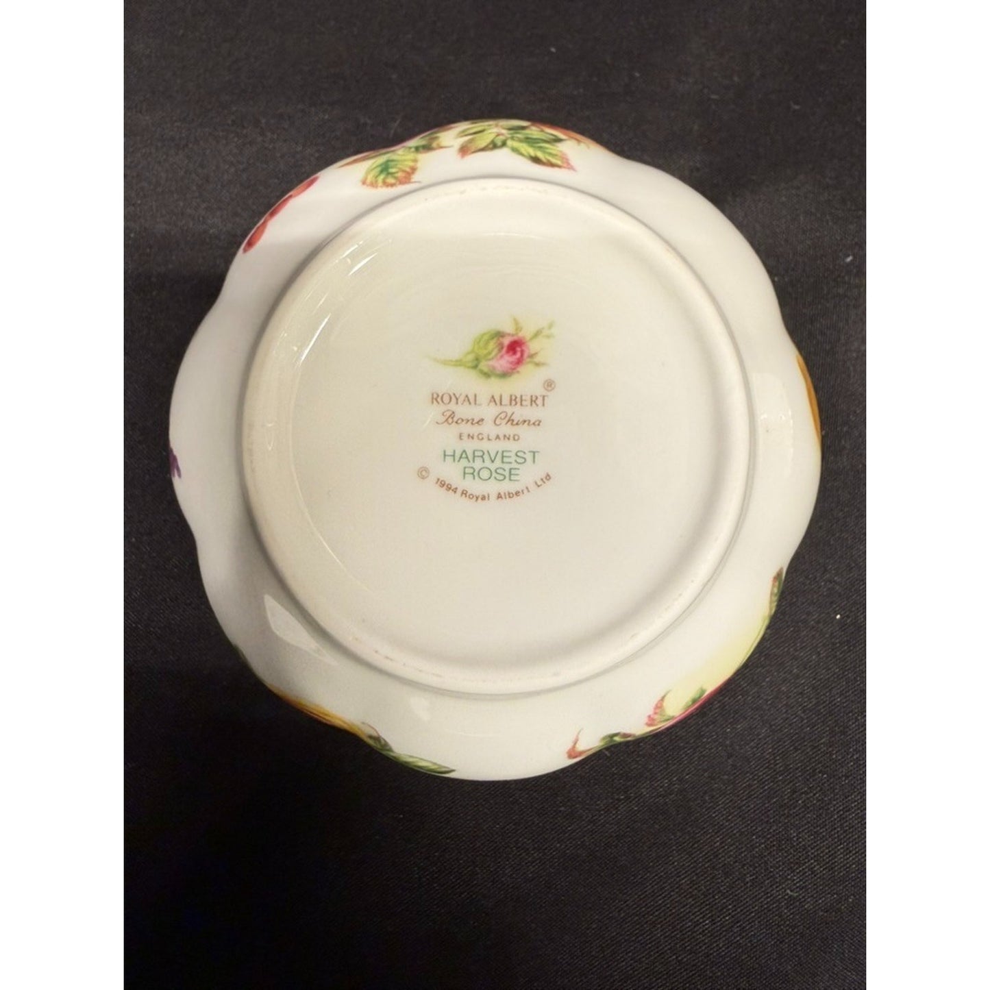 Rare Royal Albert Harvest Rose trinket dish/lidded sugar dish bone china vintage