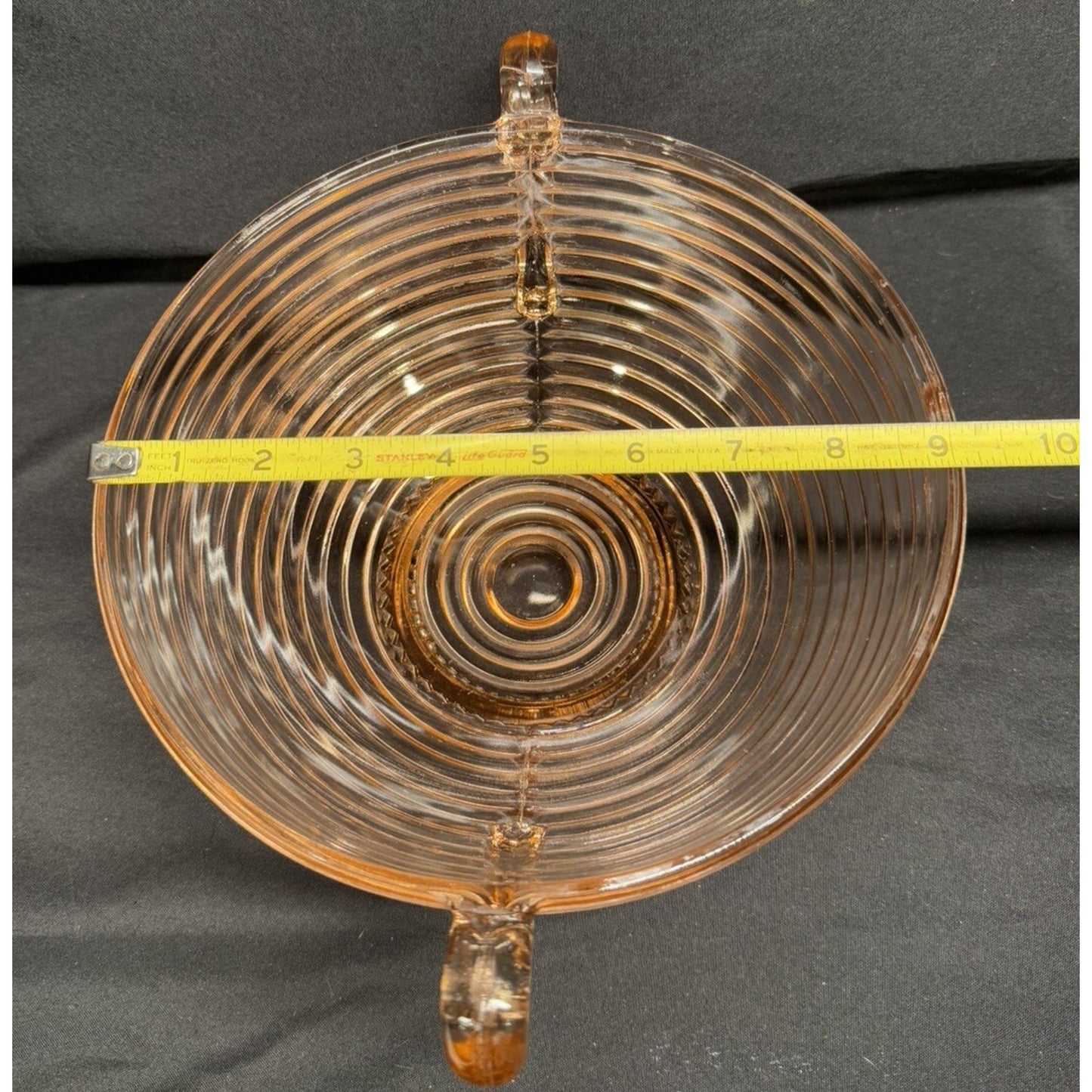Anchor Hocking 1930s Pink Manhattan Depression glass pedestal bowl with handles