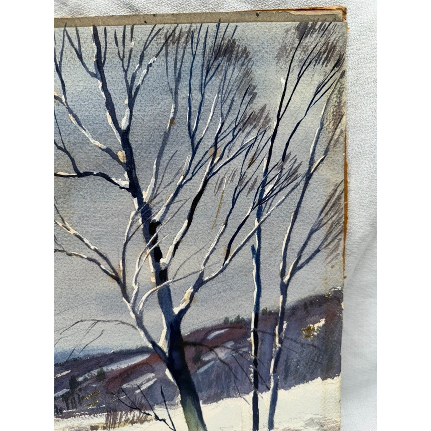 Charles Gordon Harris "Winter Morning" Watercolor Painting Landscape Snow VTG