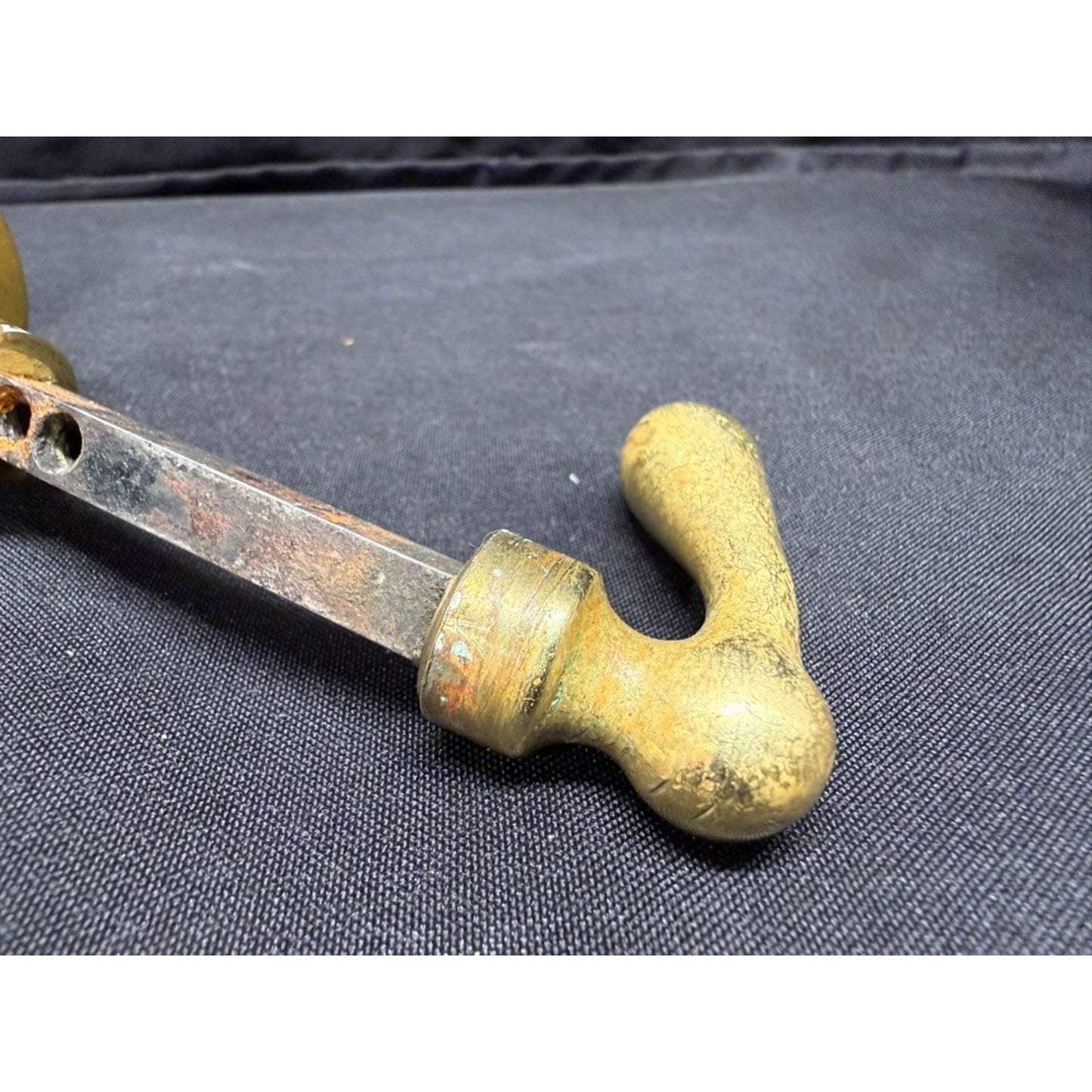 Antique 1880's Brass Doorknob with Drop Lever Handle Set architectural Salvage