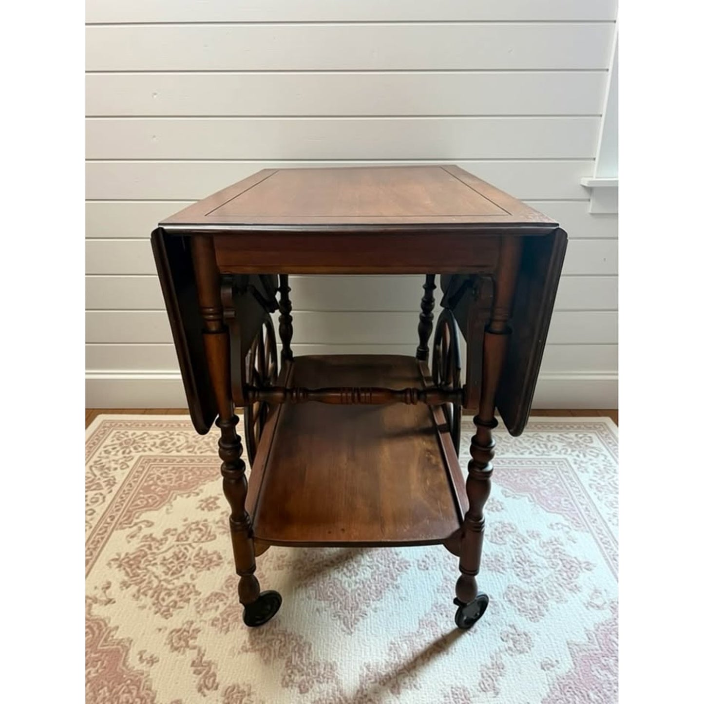 Vintage early American wooden tea cart