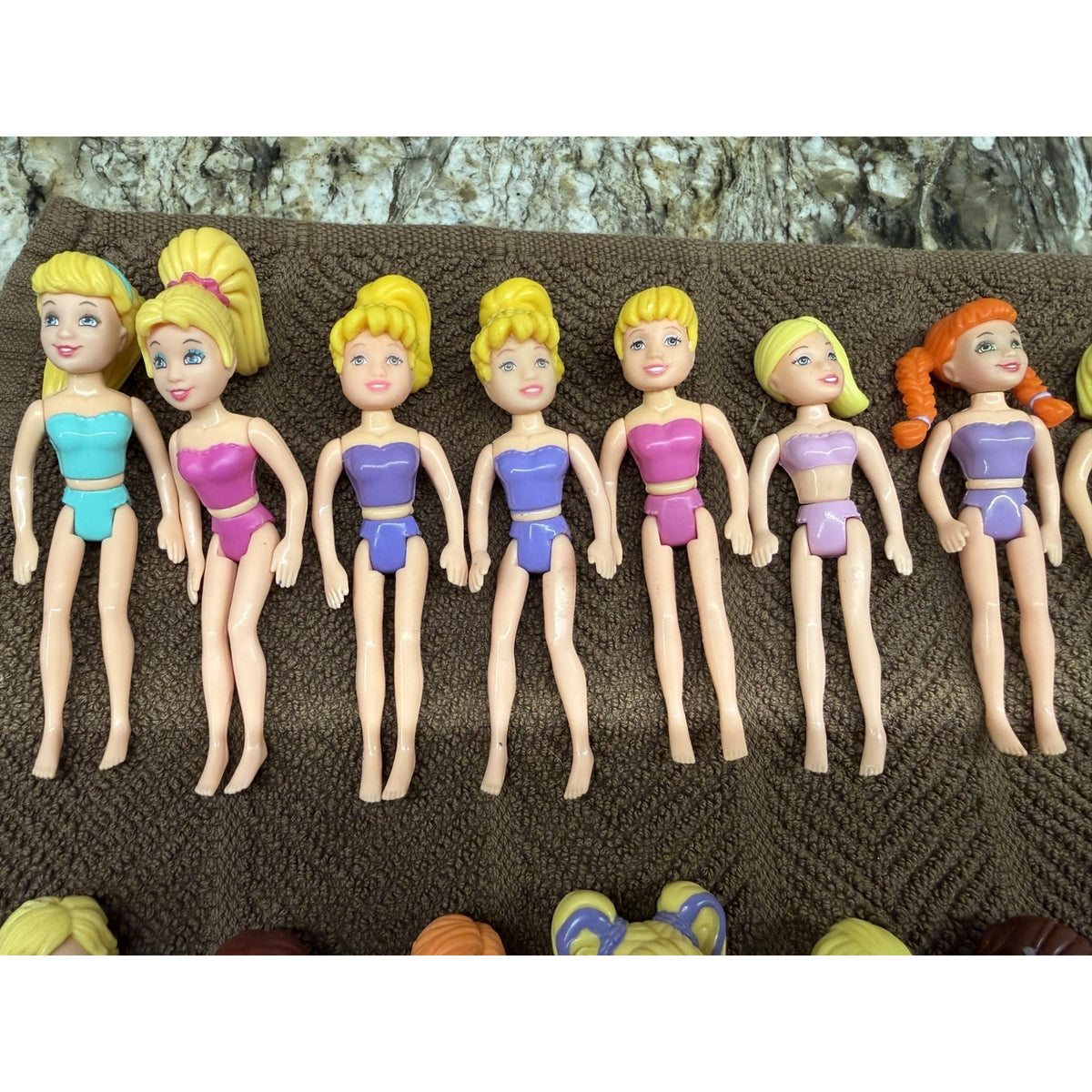 34 Pc Polly Pocket Dolls Including 2 Rick Dolls & Disney 3.5-4" tall Vintage