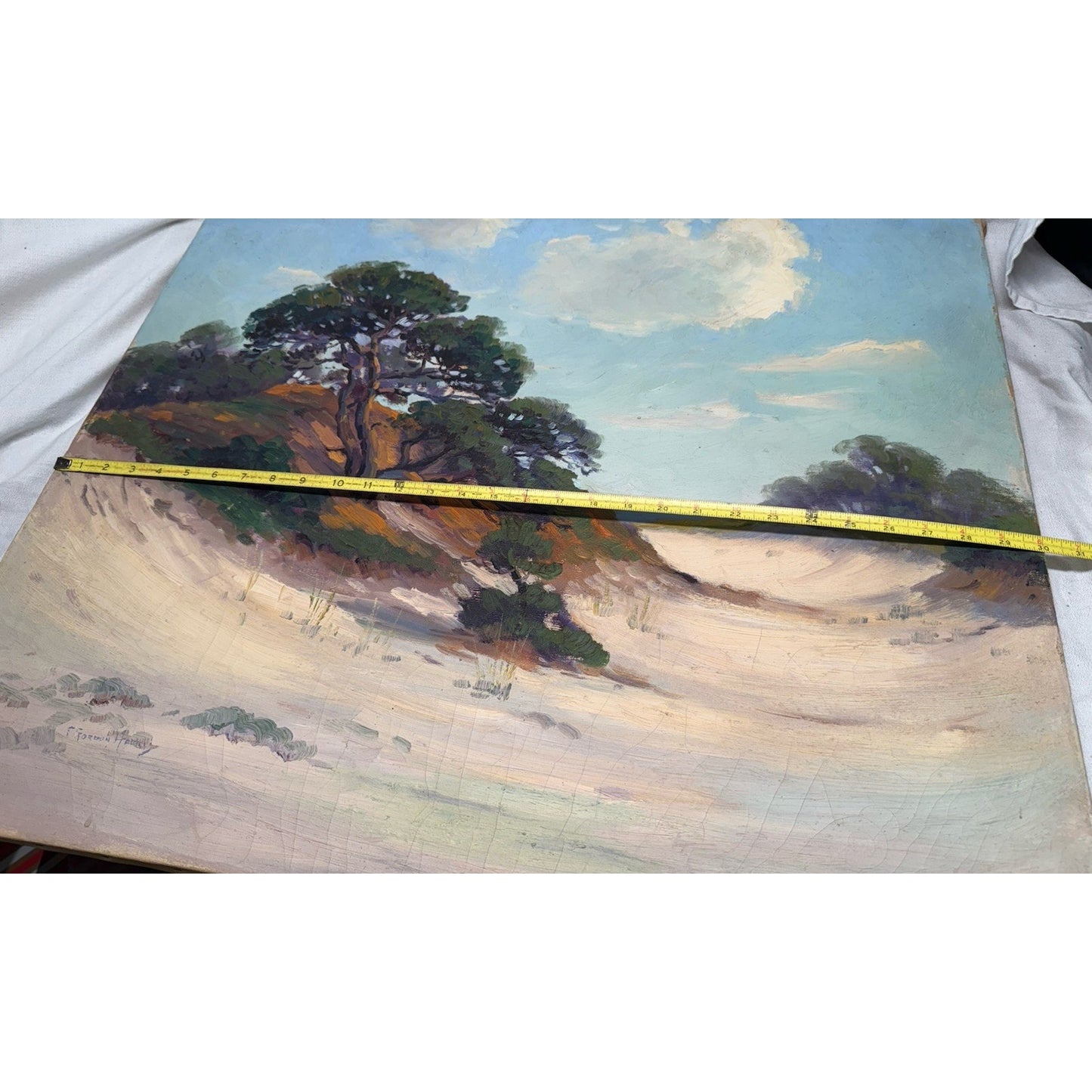 Charles Gordon Harris Vintage 1930’s Oil Painting Coastal Sand Dunes 30” X 25”