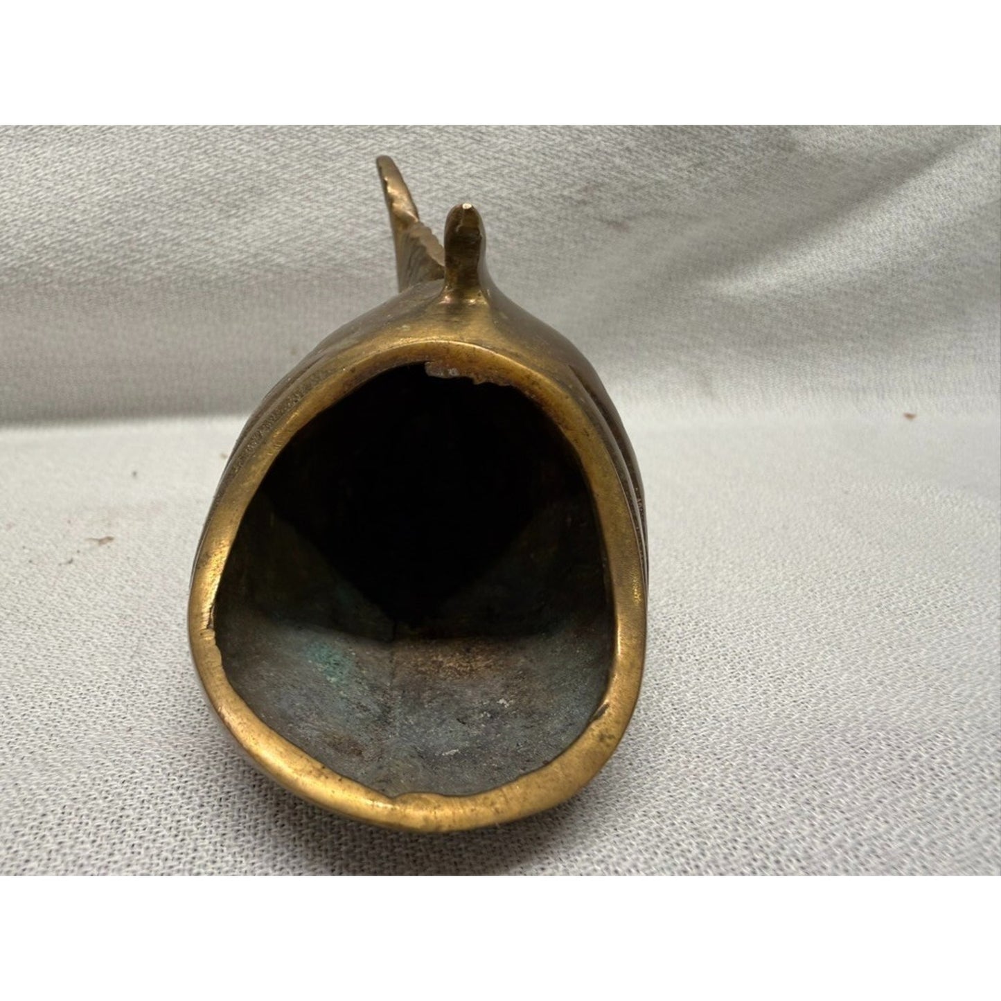 Walter Bosse Mid Century Modern Fish Sculpture Brass Ashtray 1950s 3.5" x2.5"