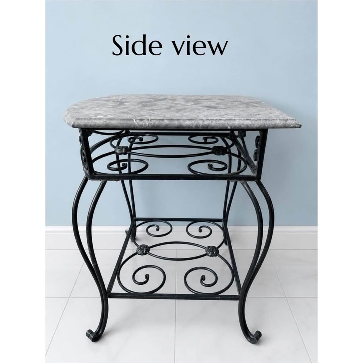 Elegant Bombay & Co. Wrought Iron & grey Marble Accent Table/Nightstand/end table