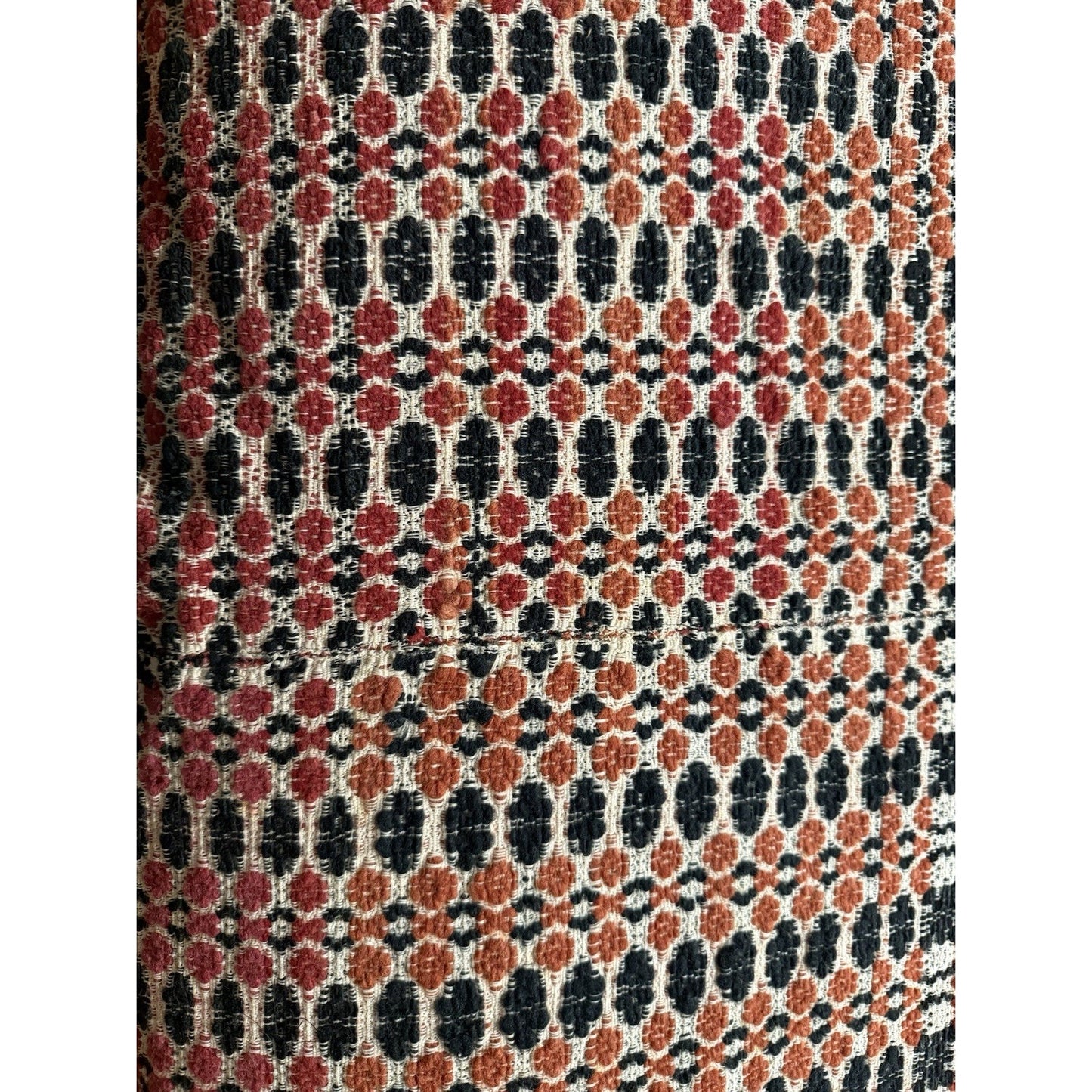 Antique Wool Overshot Coverlet Handwoven 4 Pattern Red Black White Full/queen