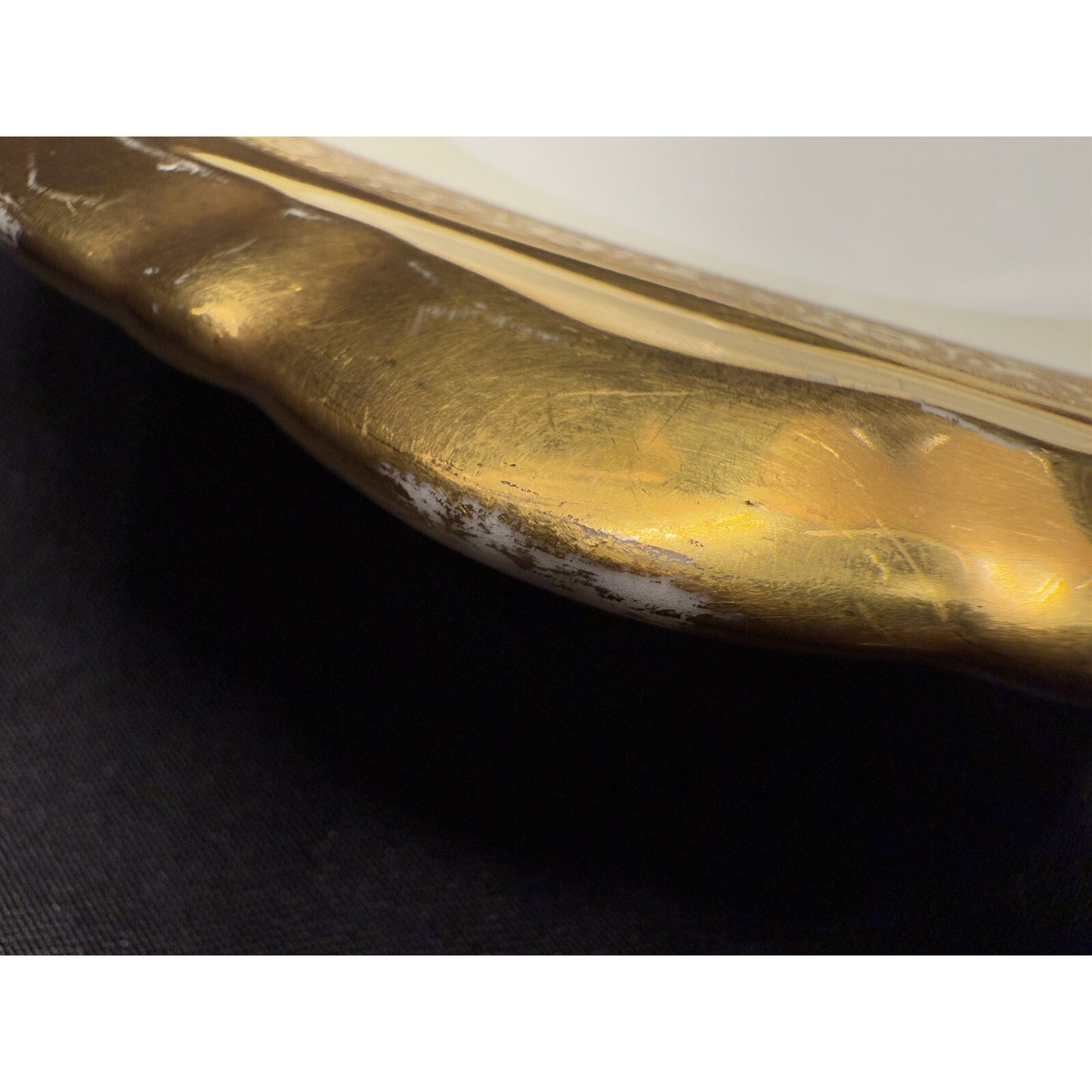 Heinrich & CO Selb Bavaria 16.5” X 11” Oval/octagon Serving Platter Gold vintage
